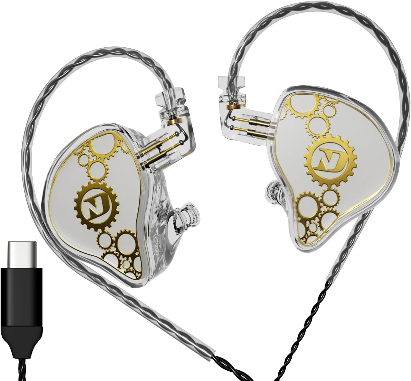 KAMINRUN ND Venus In-Ear Monitor Headphones, 10 Mm Double Magnetic Dynamic Driver IEM Earphones, Hifi Wired Gaming Earbuds, 2 Pin Detachable Cable (With Mic, Blue, 3.5 Mm)