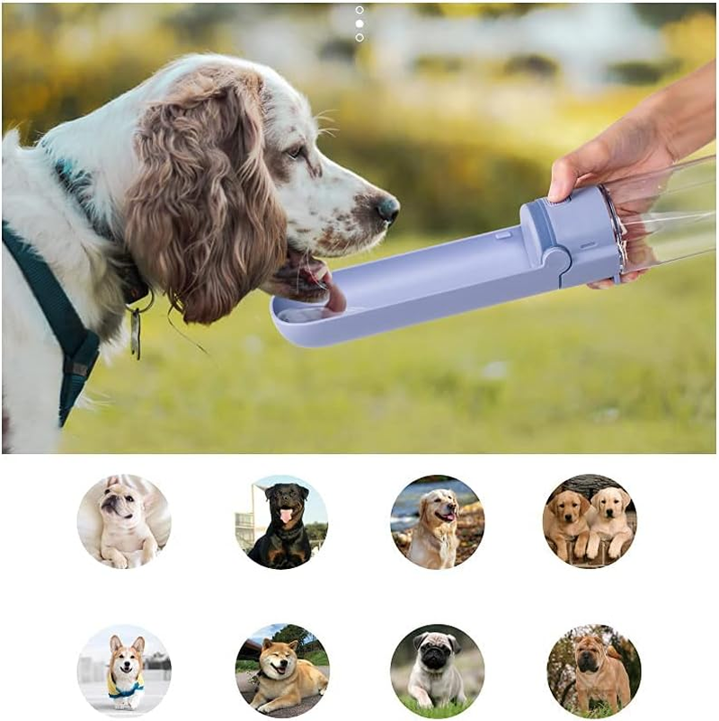 AFULILI 420Ml Pet Water Bottle 180&deg; Folding Portable Cat Dog Drinking Feeder for Outdoor Walking Traveling Leak-Proof Dog Food Adapter(White) image number 3