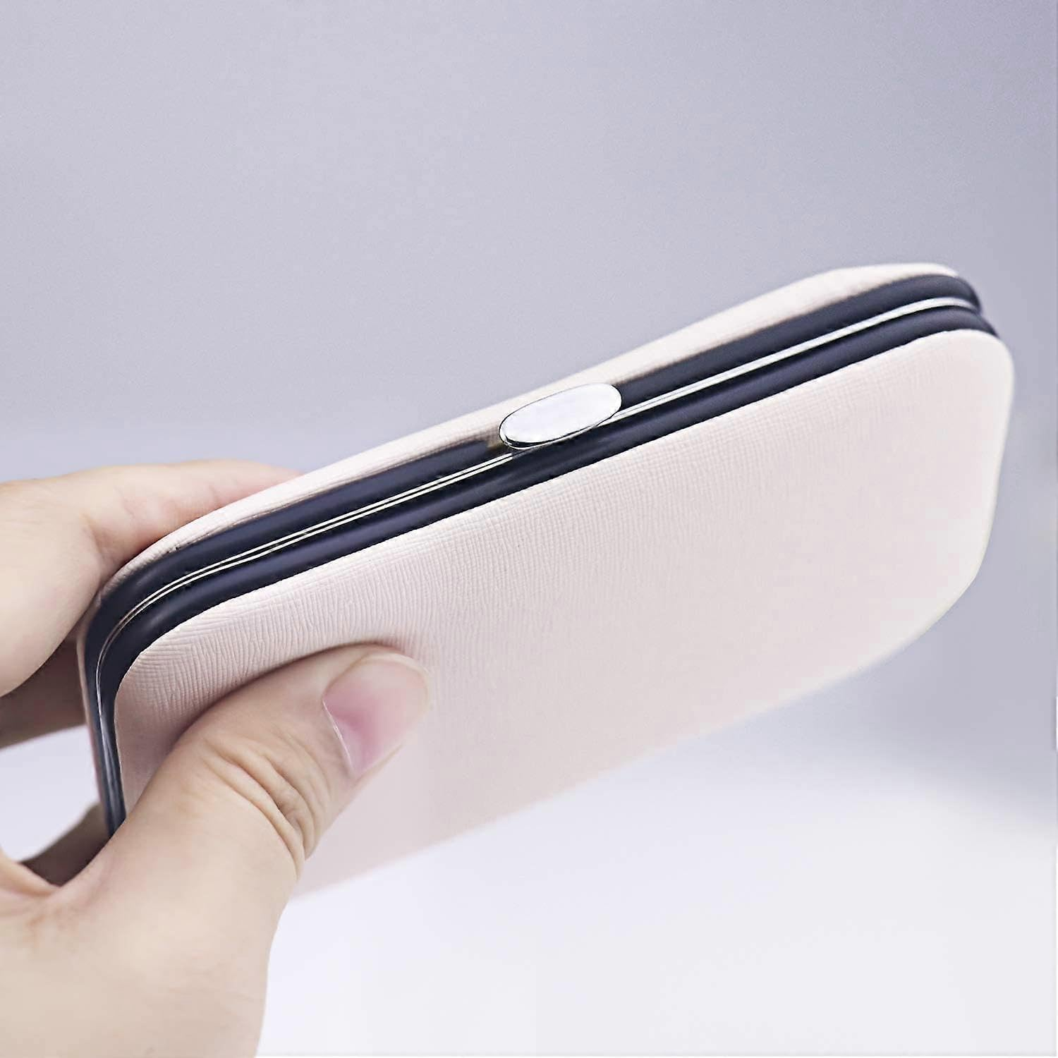 7 Piece Manicure Set, Nail Clipper Set, Manicure Pedicure Kit Stainless Steel Eyebrow Trimmer, Tweezers, Nail File, Cuticle Pusher, Nail Clippers in Pink PU Leather Case - Travel Kit & Home Use image number 5