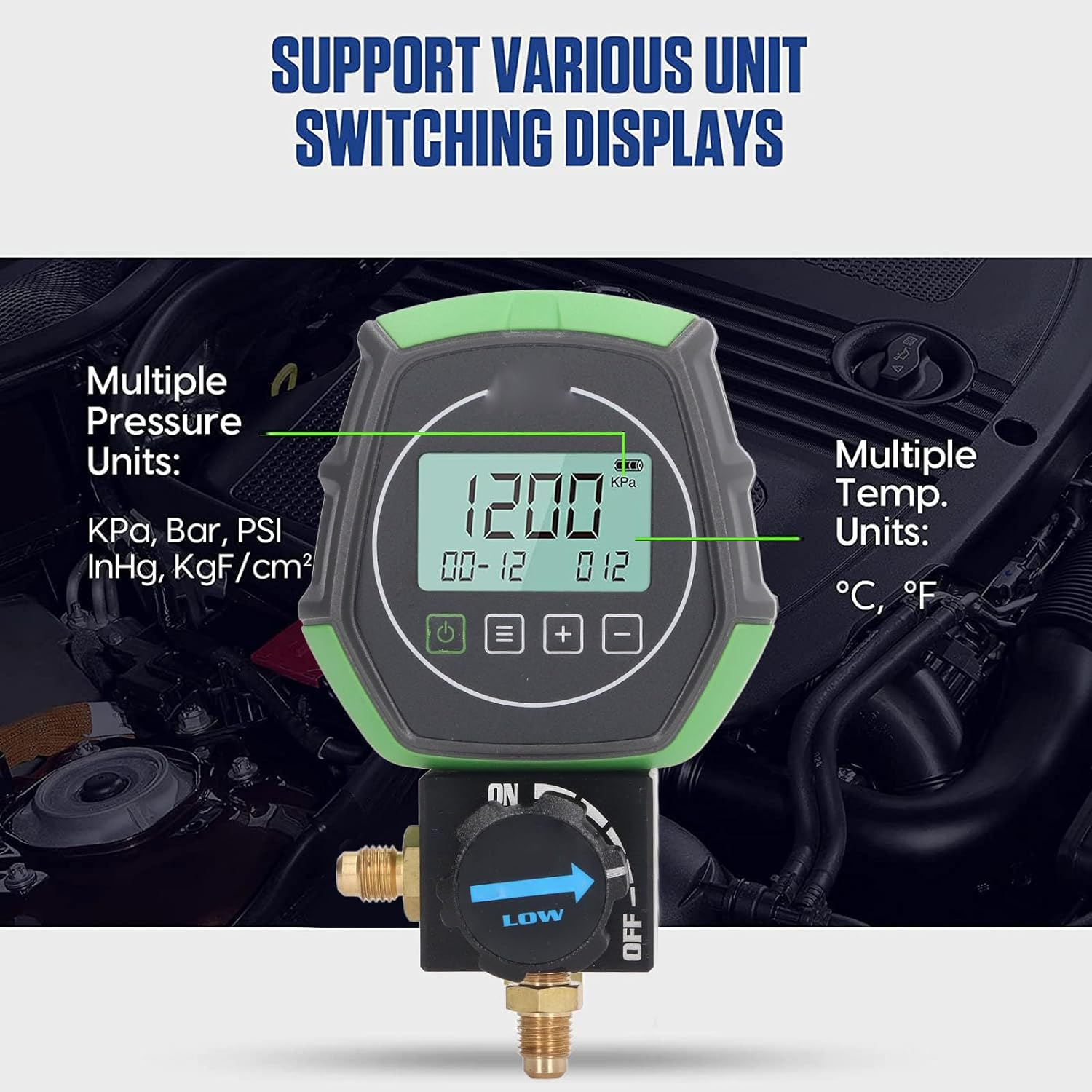 Digital Manifold Gauge, HVAC Vacuum Pressure Temperature Leakage Tester for Air Conditioning System, Manifold Pressure Gauge for Testing Maintaining Refrigerator image number 5