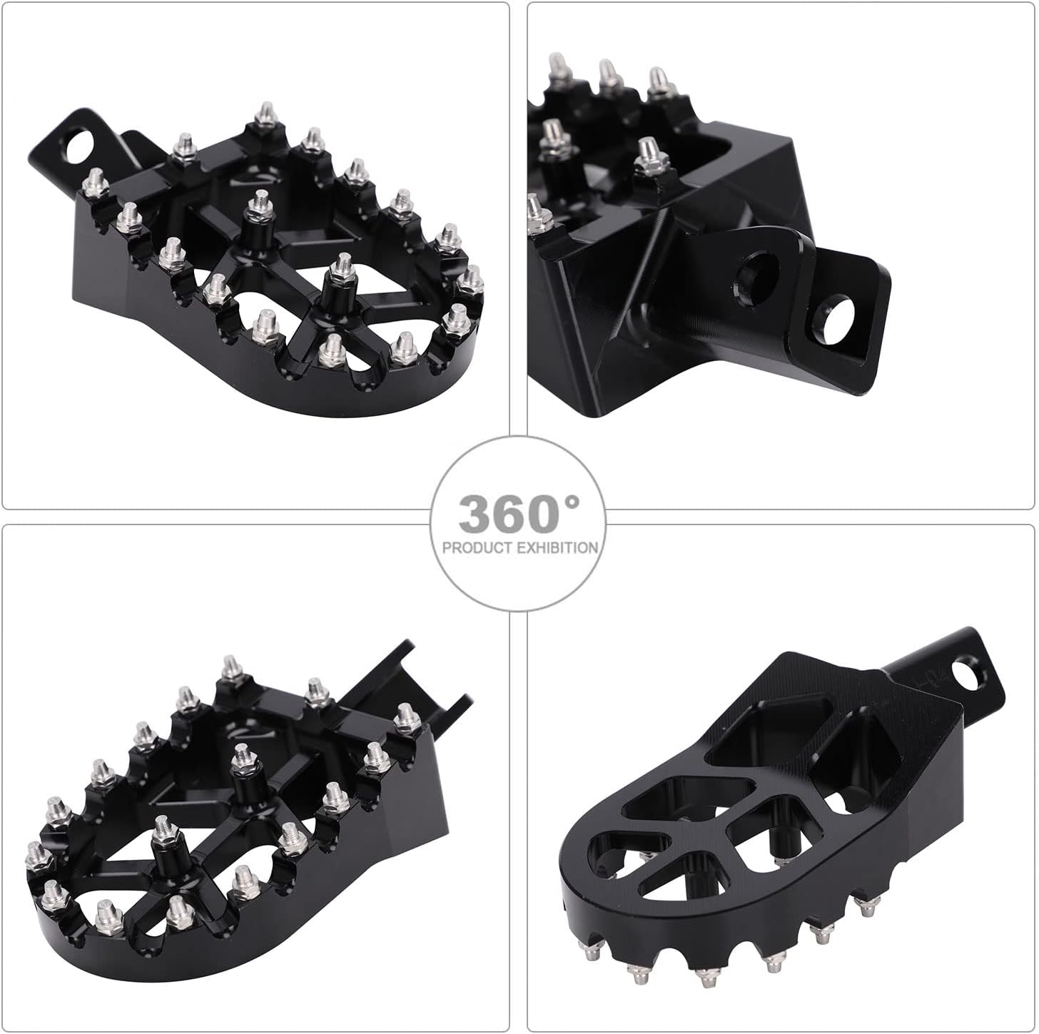 JFG RACING Motorcycle Footpegs Foot Pegs Pedals Rests CNC for KLR 650 KLR650 1987-2018 2021-2024 Black image number 2