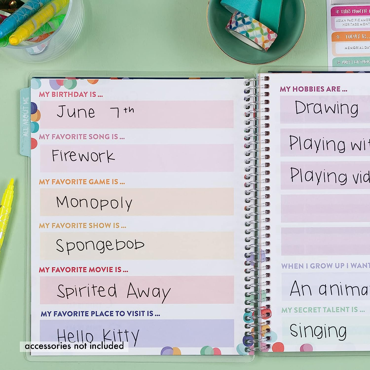 Erin Condren 7 X 9 Hello Kitty & Friends X Kids Planner & Activity Book. 12-Month Undated Planner and Activity Sheets. Cute Gender Neutral Hello Kitty Theme with Sticker Sheets Included. image number 3