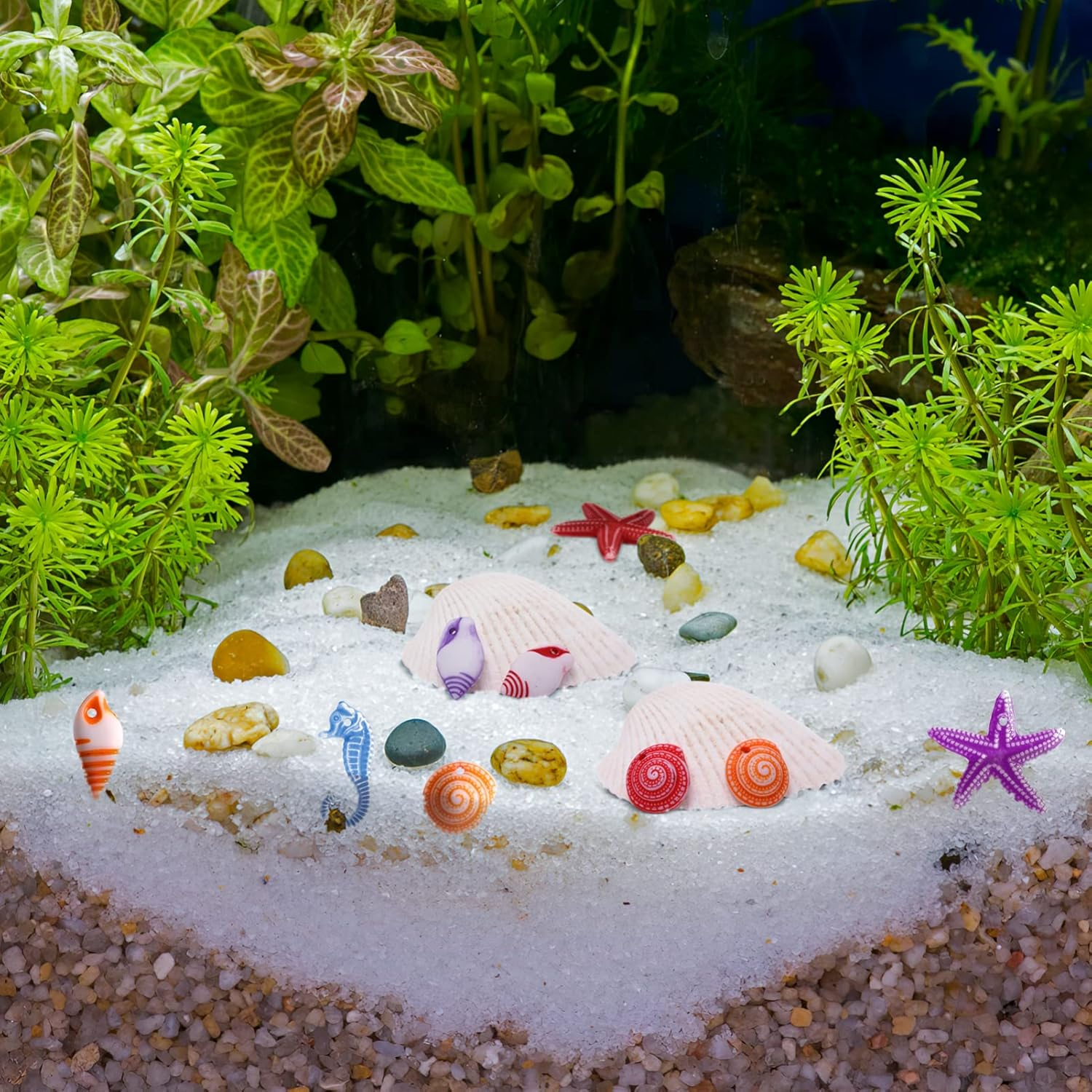 Toyvian 48Pcs Micro Landscaping Sea Animals Decorations, Tiny Sea Animals Hanging Ornaments for DIY Fish Tank Potted Ornaments Aquarium Christmas DIY Craft Project image number 3