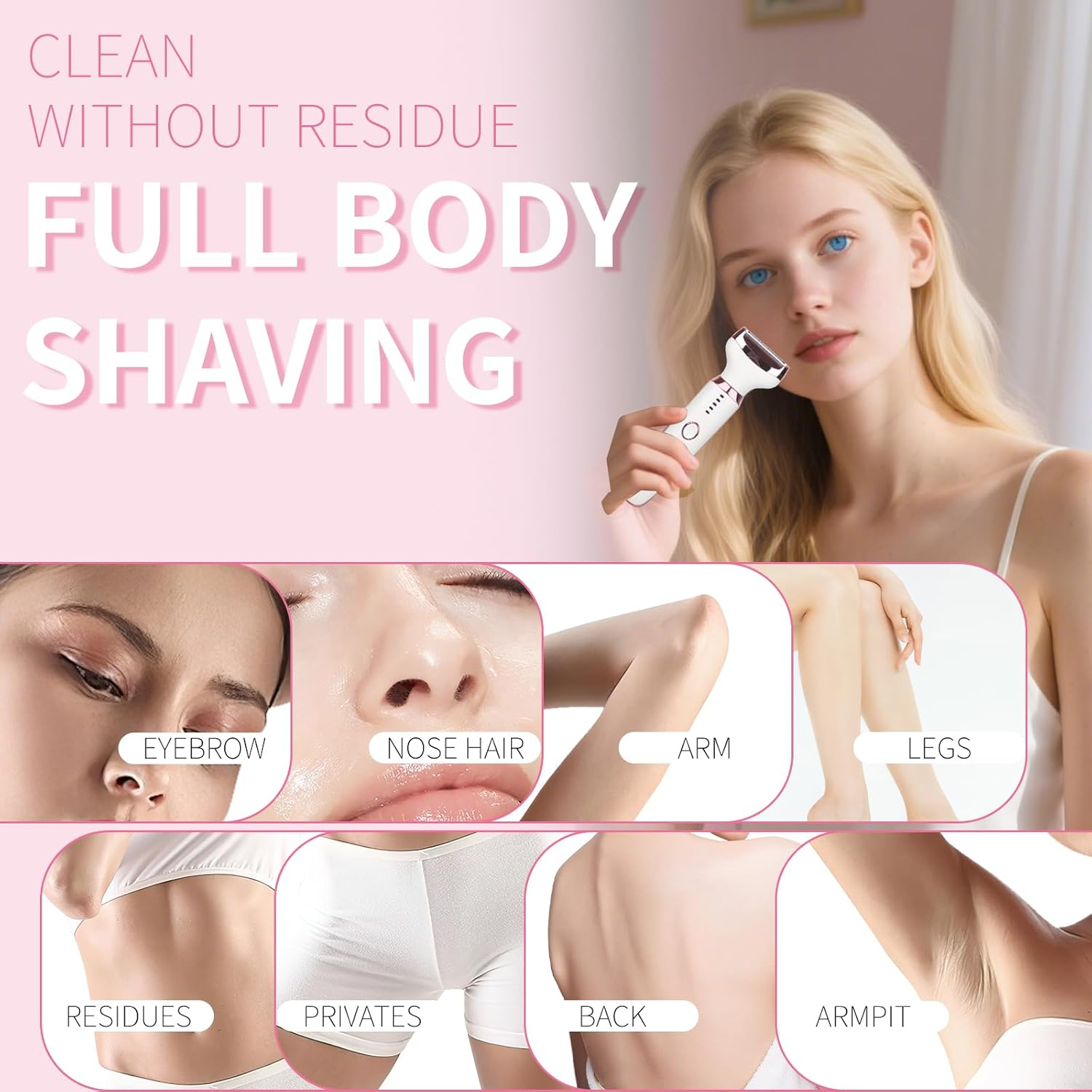 Beanify Electric Razors LED Display for Women Men, 2025 Wet/Dry Lady Electric Shaver,4 in 1 Cordless Hair Remover with IPX7 Waterproof,Smooth & Silky Portable Bikini Electric Grooming Set (White)