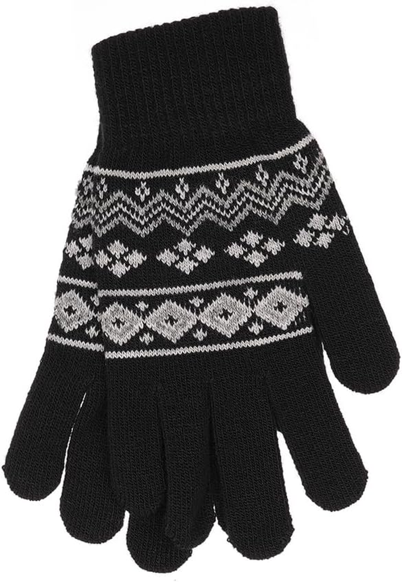 Undercover Winter Warm Knitted Gloves with Glitter Fairisle Black, off White or Red