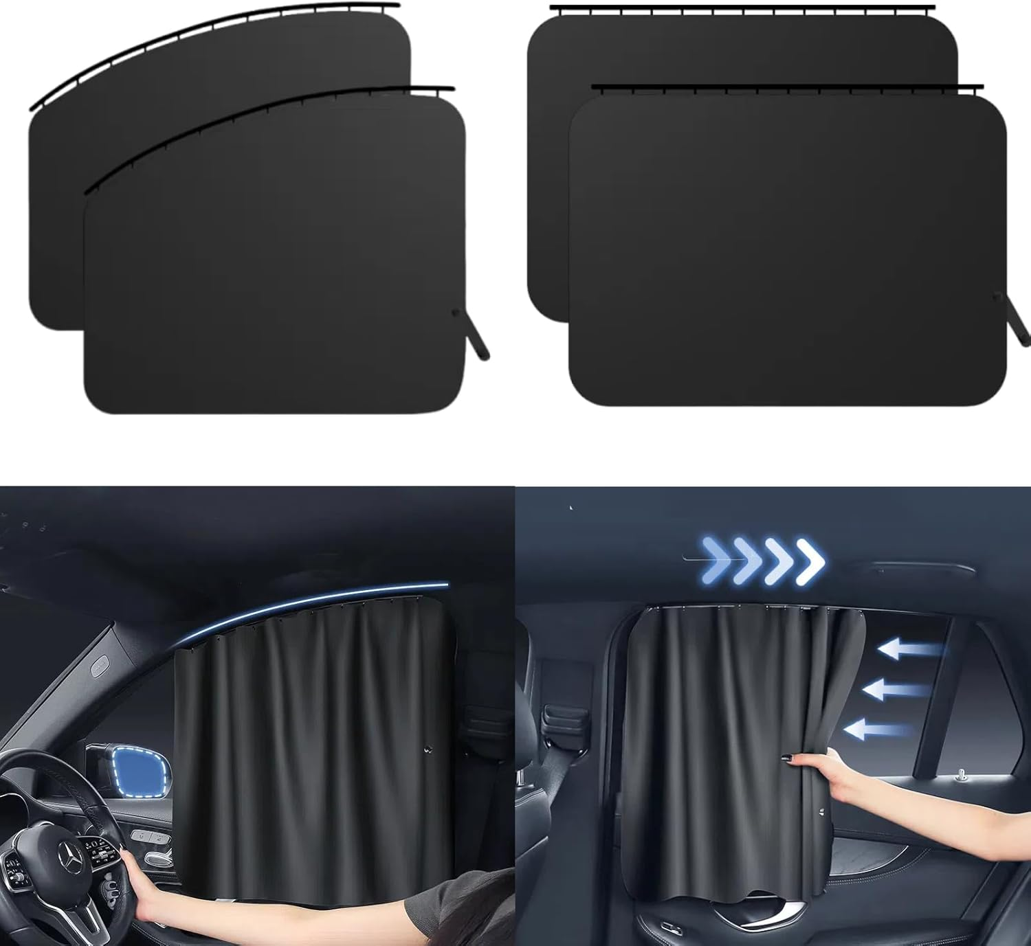 ALLWILLWELL Tracked Car Side Window Sunshade Sunshade UV Protection Heat Shield Privacy Smooth Track Design Can Be Pushed and Pulled at Will Easy to Install Car Sunshade Sunblinds image number 5