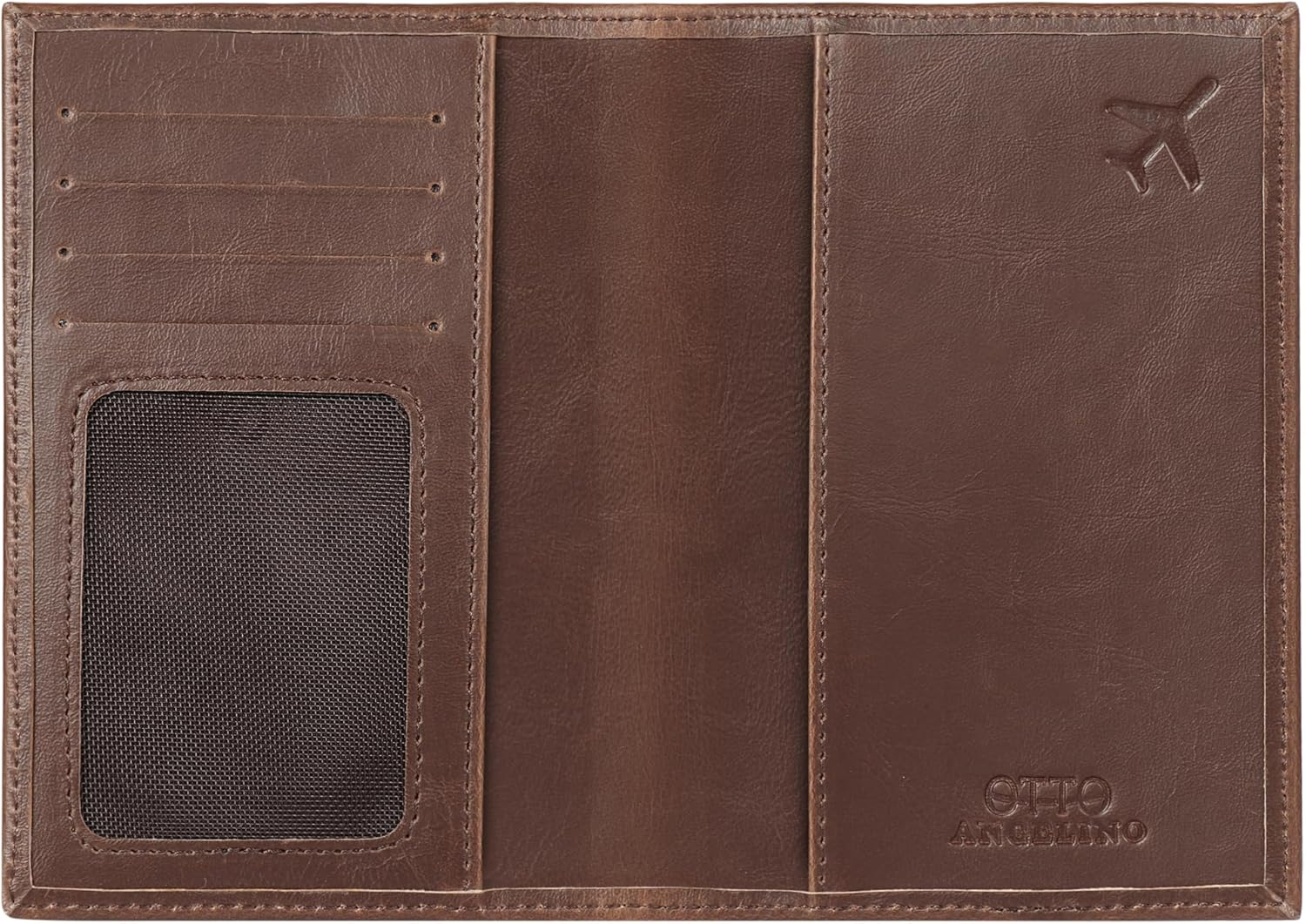 Otto Angelino Leather Passport Wallet - RFID Blocking - Unisex - Light Brown image number 2