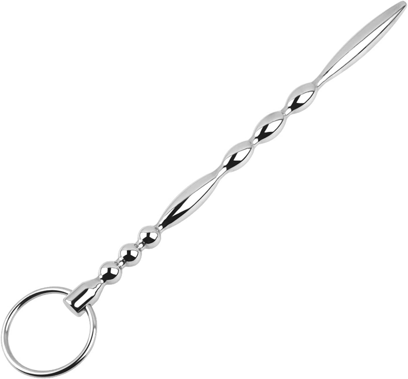 Metal Urethral Plug with Penis Cock Rings Bead Urinary Dilator Stainless Steel Urethra Massage Rod image number 4