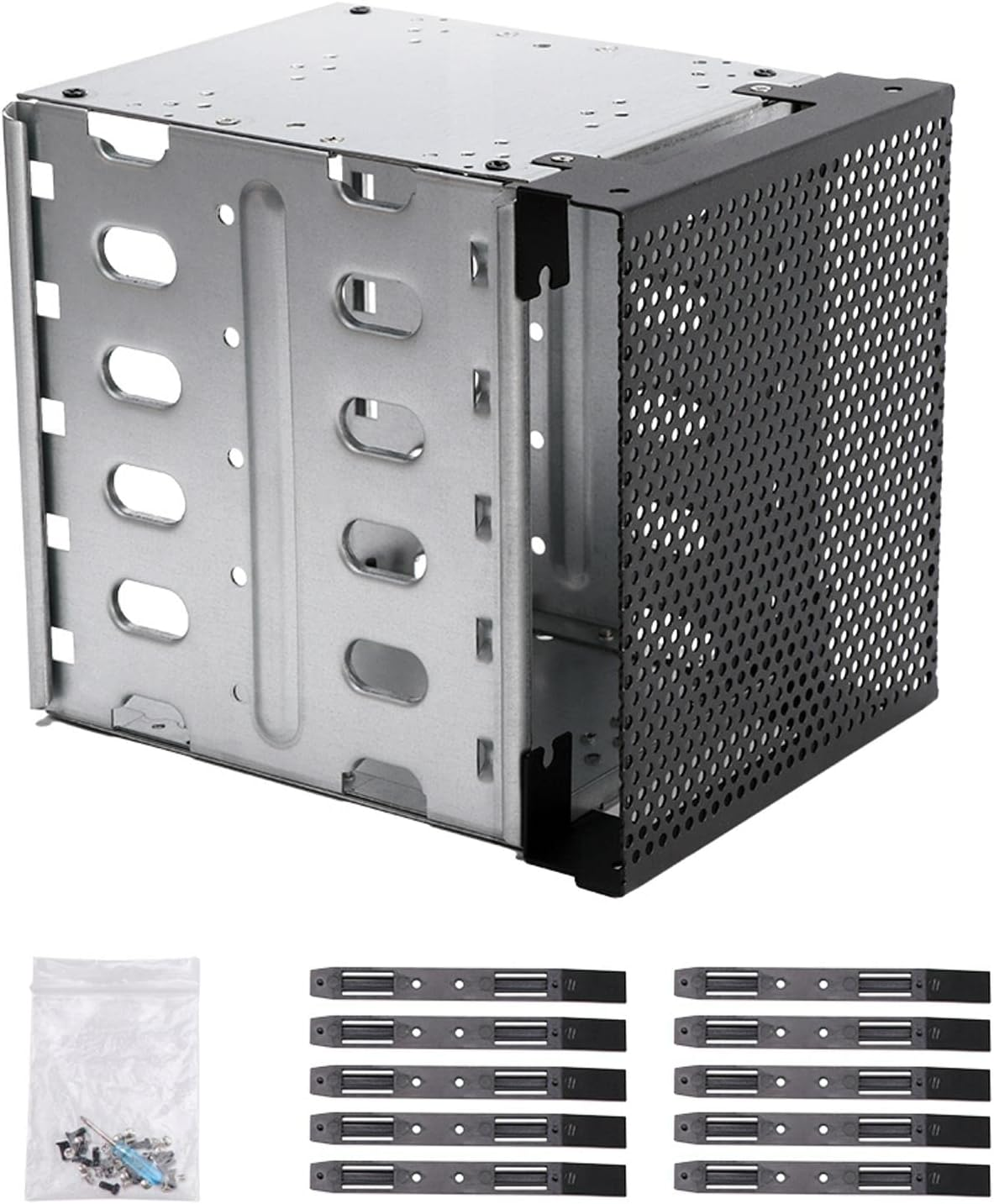 Stainless Steel Hard Drive Cage, 5.25" to 5X3.5 Rack SAS for Computer, Hard Driver Tray with Fan Space -Galvanized Steel Plate Adapter Rack Bracket Free Size image number 1