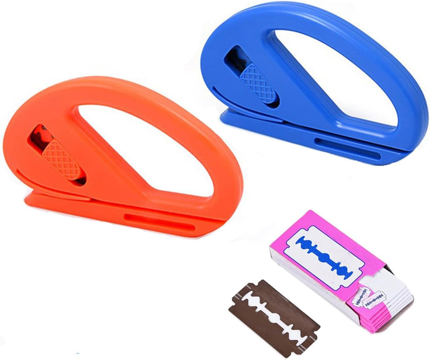 Tjhypenete 2 Pcs Wrapping Paper Cutter with 10 Replaceable Razor Blades, Sliding Gift Wrap Cutter Tool, Safety Craft Vinyl Film Cutting Knife, Car Wraps Knife for Window Tint, Car Wrap, Craft Making image number 4