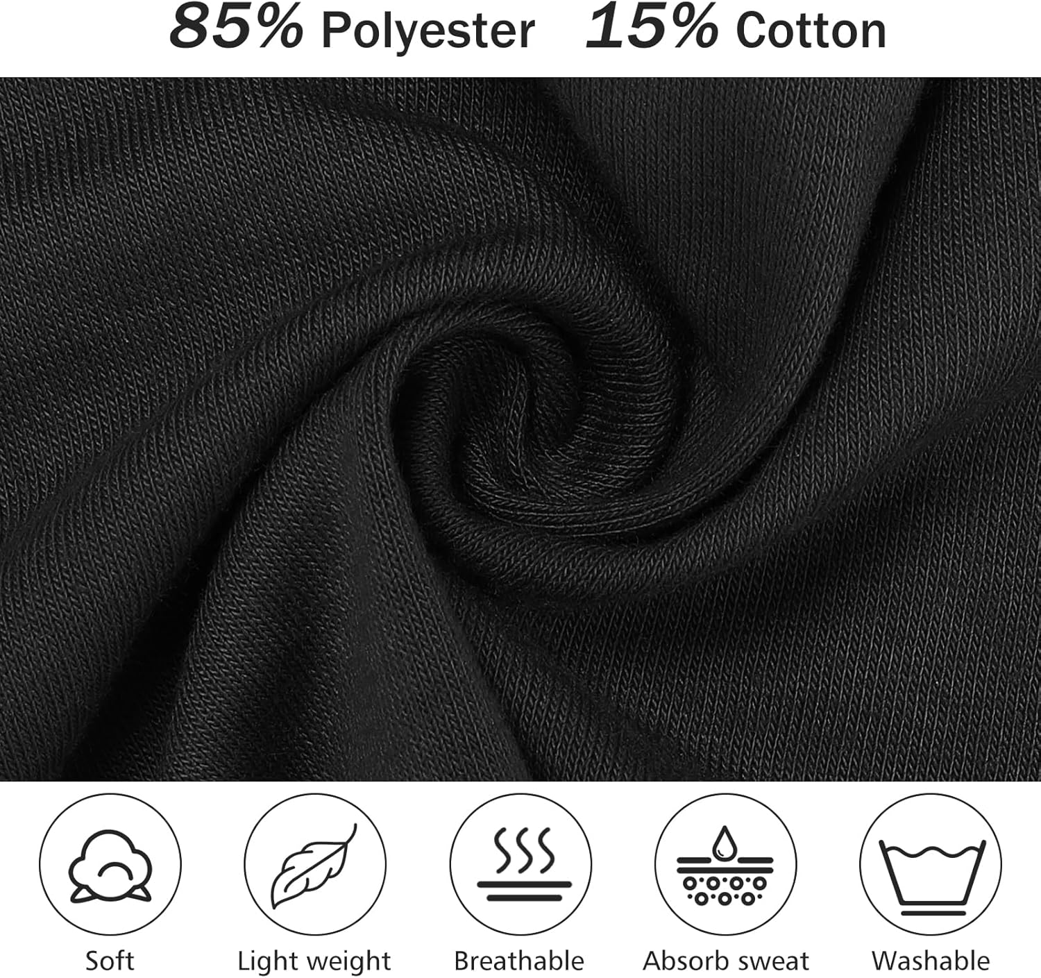 6Cm Wide Headbands for Women Men, [2 PCS] Unisex Fashion Head Bands for Women'S Hair, Soft Fabric Stretchy Elastic Hair Bands for Makeup, Yoga, Running (Black+Black, One Size) image number 6