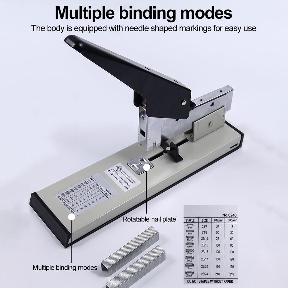 CHAOFLIGHT Heavy Duty Stapler with 3000 Staples 240 Sheets High Capacity Office Stapler, Manual Metal Large Stapler for Paper & Fabrics, Include 23/13 & 23/17 & 23/24 Staples Each 1000PCS