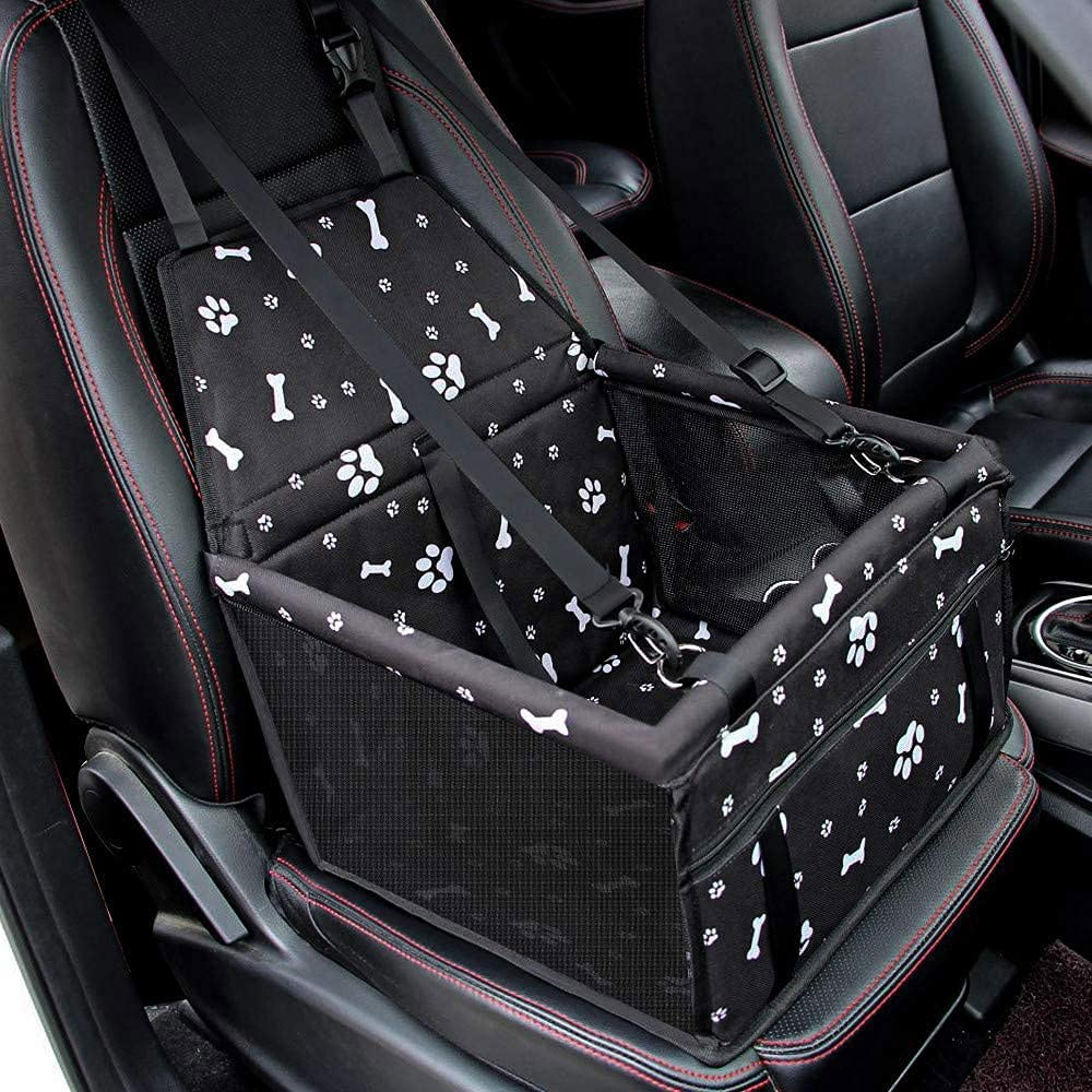 Dog Car Booster Seat Travel Carrier Cage, Oxford Breathable Folding Soft Washable Travel Bags for Dogs Cats or Other Small Pet - Anti-Collapse, Blcak image number 5