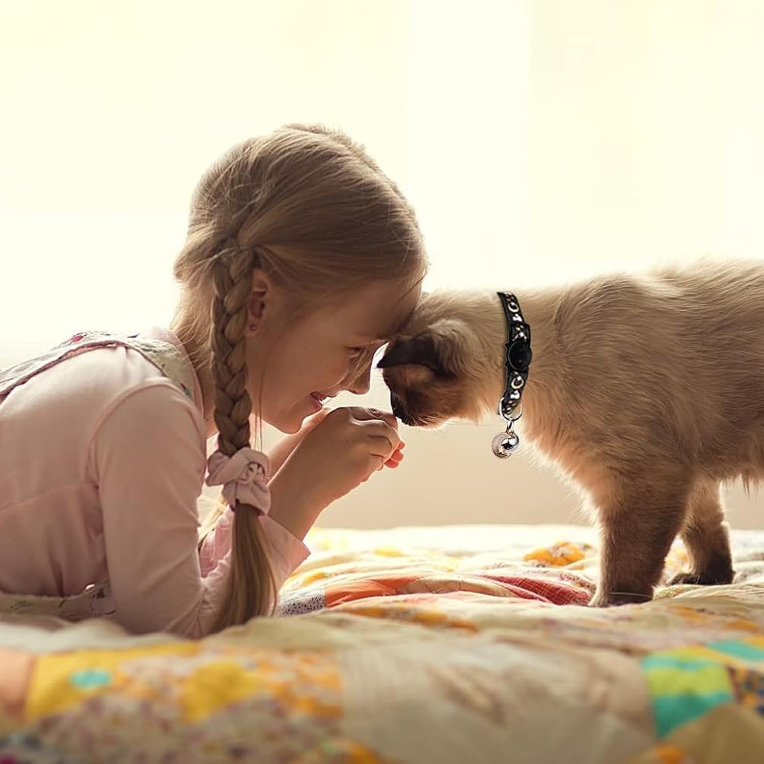 Cat Collars Quick Release,Reflective Night Theme Kitten Collar with Moon and Stars,Breakaway Black Reflective Cute Adjustable Lightweight Collar Cat,For Cats,Kittens,Small Pets(Black) image number 6