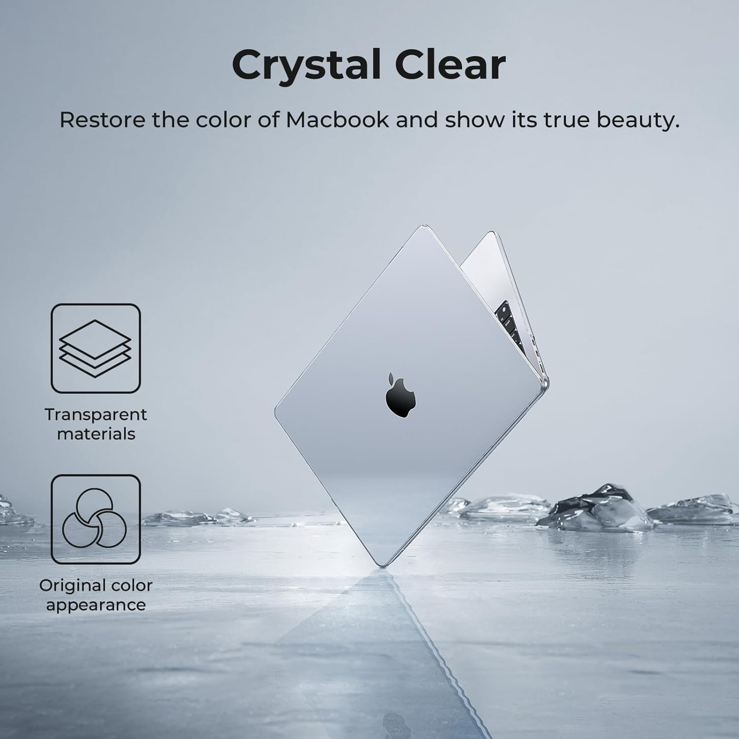 Eoocoo Case Compatible with Macbook Air 13 Inch 2026-2022 M4 M3 M2 A3240 A3113 A2681, Hard Shell Case + Keyboard Cover + Polishing Cloth + Screen Protector for Mac Air 13.6 Inch, Crystal Clear image number 2