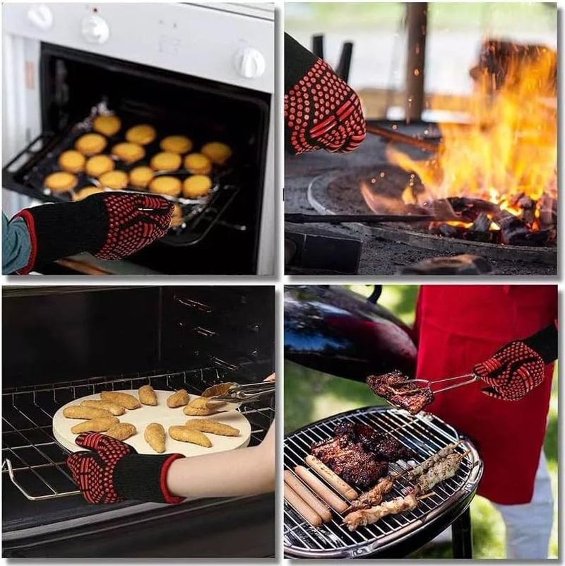 BBQ Grill Gloves 800℃ Extreme Heat Resistant Grilling Gloves Non-Slip Silicone Insulated Grill Mitts for Cooking,Baking,Grill,Welding,Smoker, 14Inch image number 5