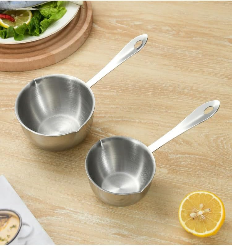 Butter Melting Pot, Stainless Steel Butter Warmer with Dual Pour Spouts, Induction Bottom, Small Saucepan for Stove Top, Coffee Tea Special Small Pot for Hot Oil Splashing (Silver, One Size) image number 5