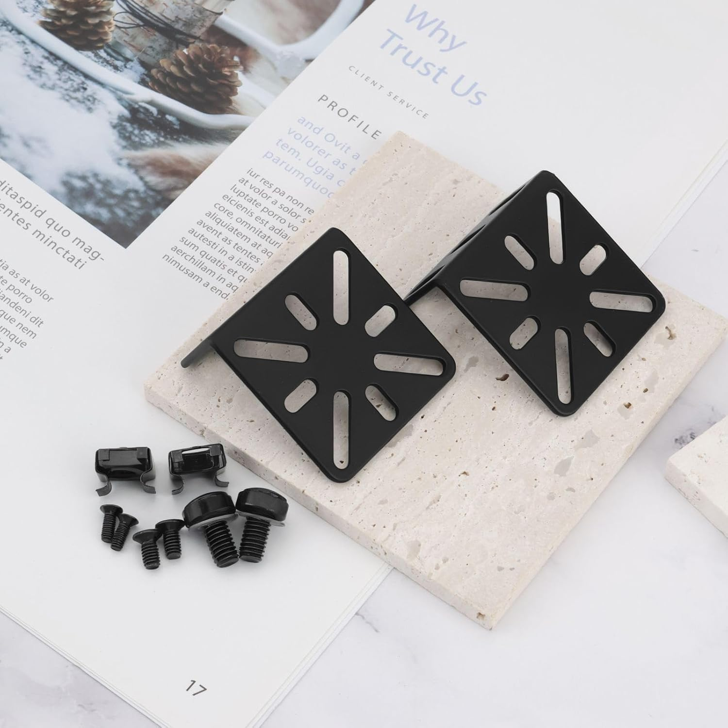 Be in Your Mind 2Pcs Switch Adjustable Rack Rack Mount Kit Adjustable Hole Distance 13-35Mm Compatible with Buffalo Tech 17.3 Inch Compatible with Cisco 45X44.5X25Mm Black image number 4