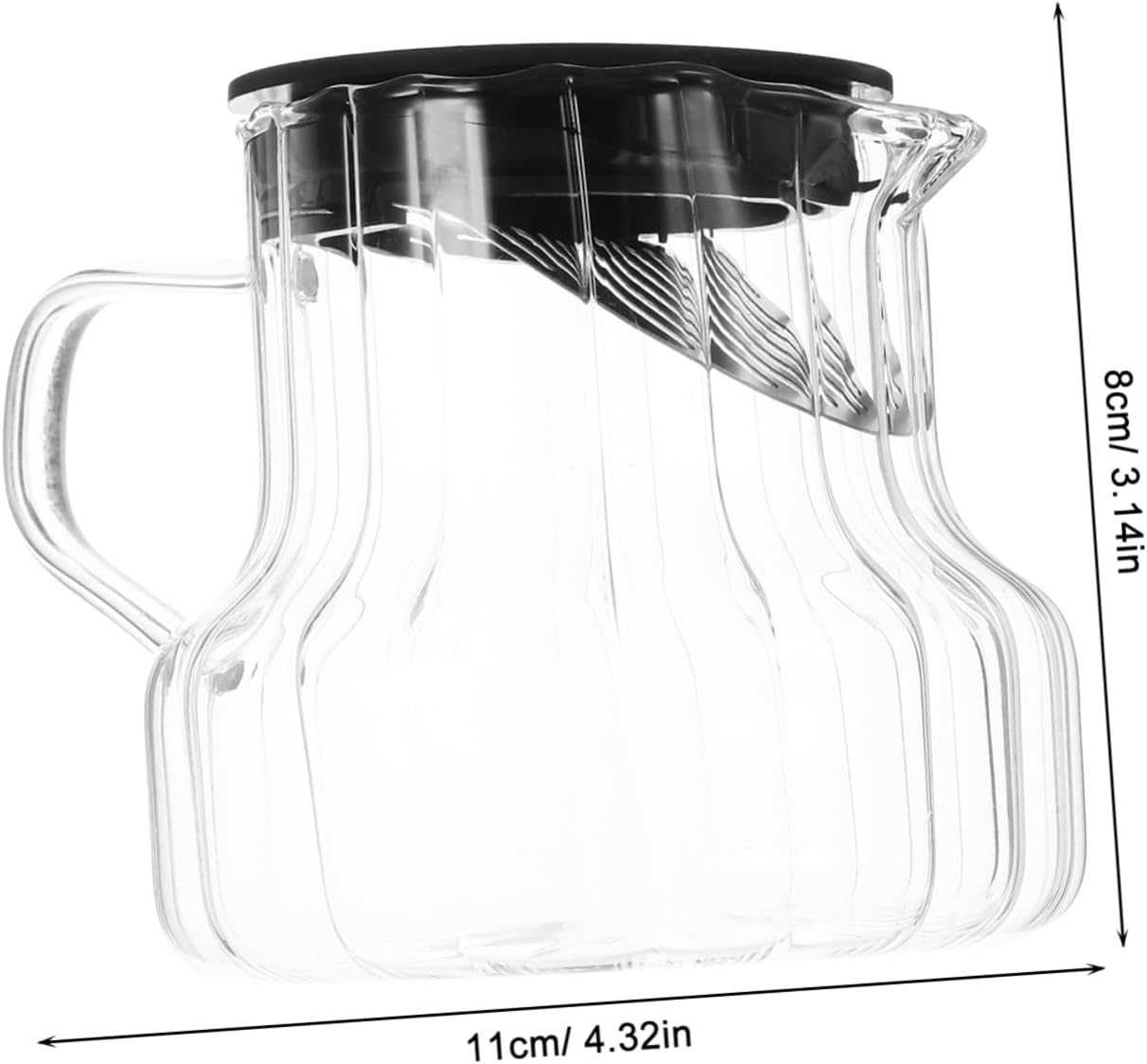 WATIIFUFU Coffee Pot and Teapot Glass Pitcher Lid Vertical Stripes for Daily Use Special Occasions Espresso Machine Pot Carafes Glass Water Kettle Maker Carafes Tea Kettle Steeper image number 2