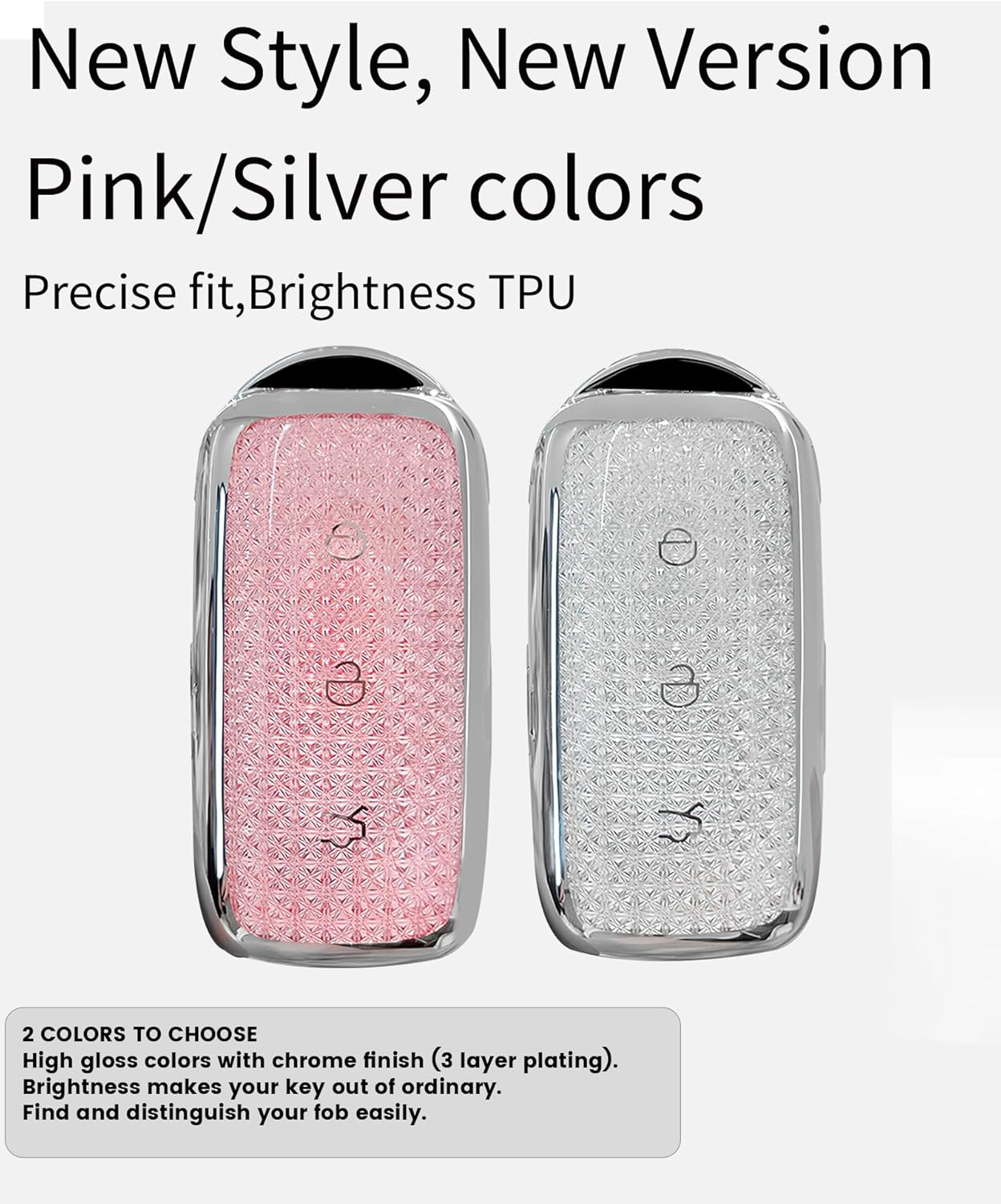 Ontto 3 Buttons TPU Car Key Fob Cover Fit for Geely Galaxy EX5 E5 Cityray L6 L7 EMI NO.1 Proton E.Mas 7 5 E8 Starry 8 Key Case Holder Keychain Shell Keyring Shining Decoration Accessories Pink 1 - No.2-Pink image number 5