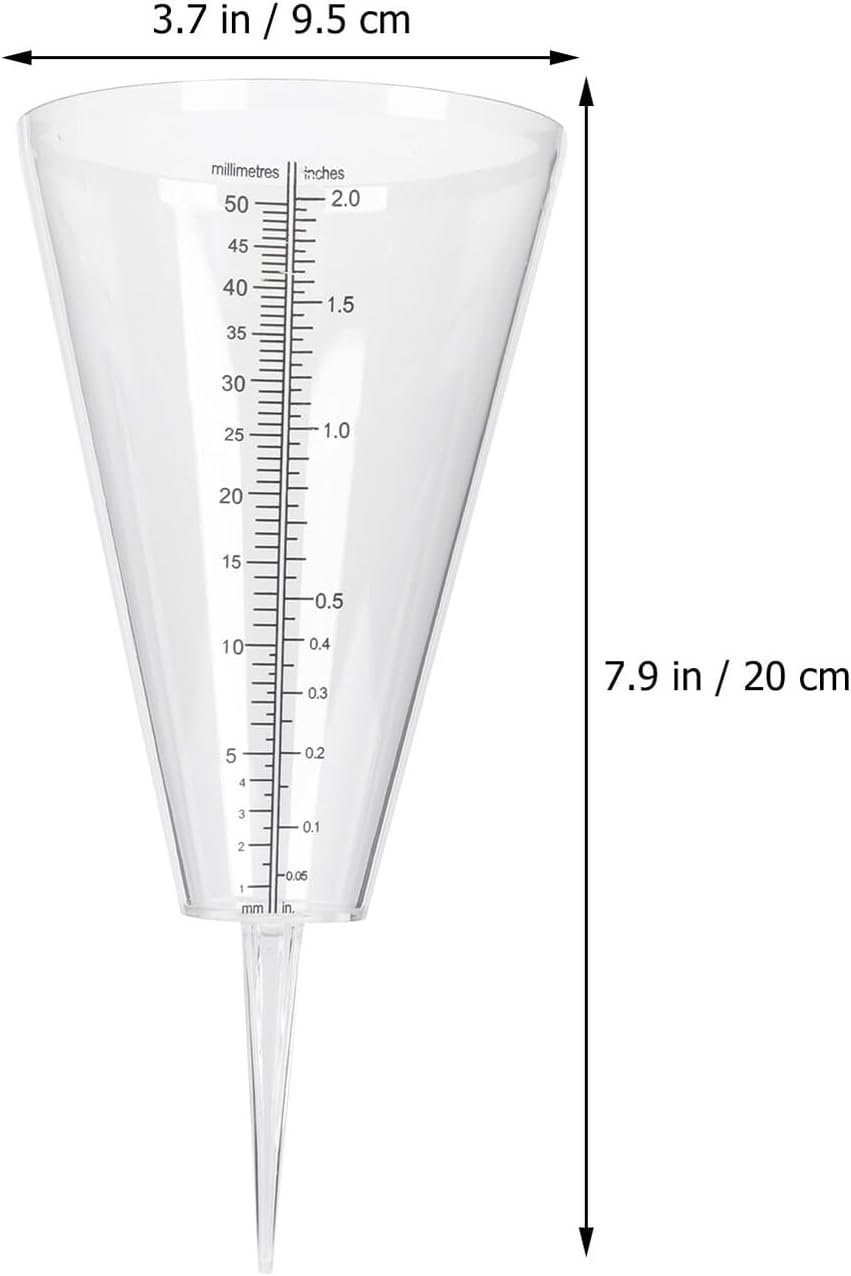 Homoyoyo Transparent Cone-Shaped Rain Gauge with Spike Outdoor Rainfall Measuring Cup Scale Material Rain Measuring Tool for Garden and Lawn Use image number 1