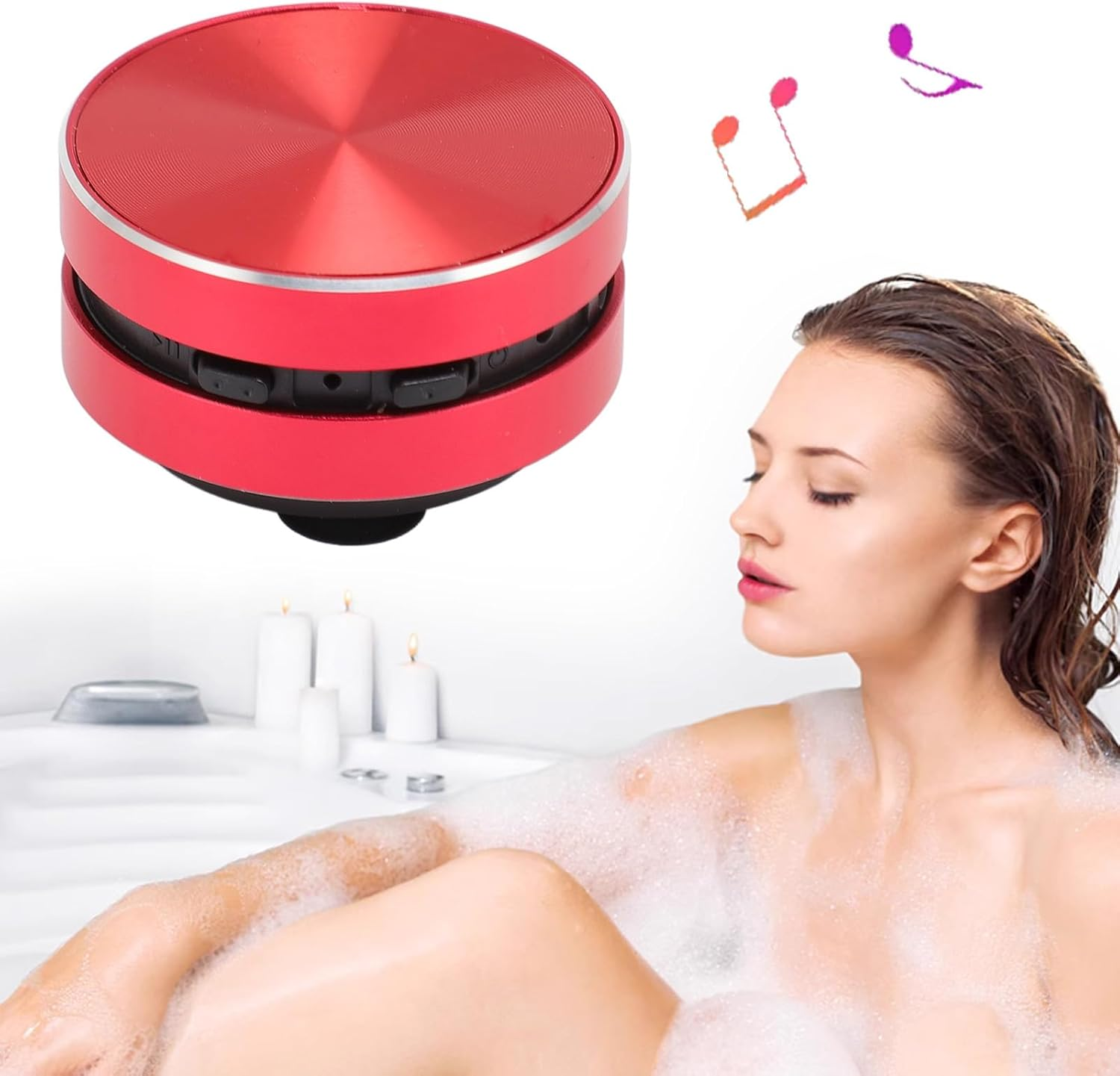 Dpofirs Wireless Bone Conduction Speaker, Bluetooth Mini Speaker Bone Conduction Portable Wireless Speakers for Home, Outdoor, Travel, and Party Use, with Suction Cup (Red) - Black image number 2