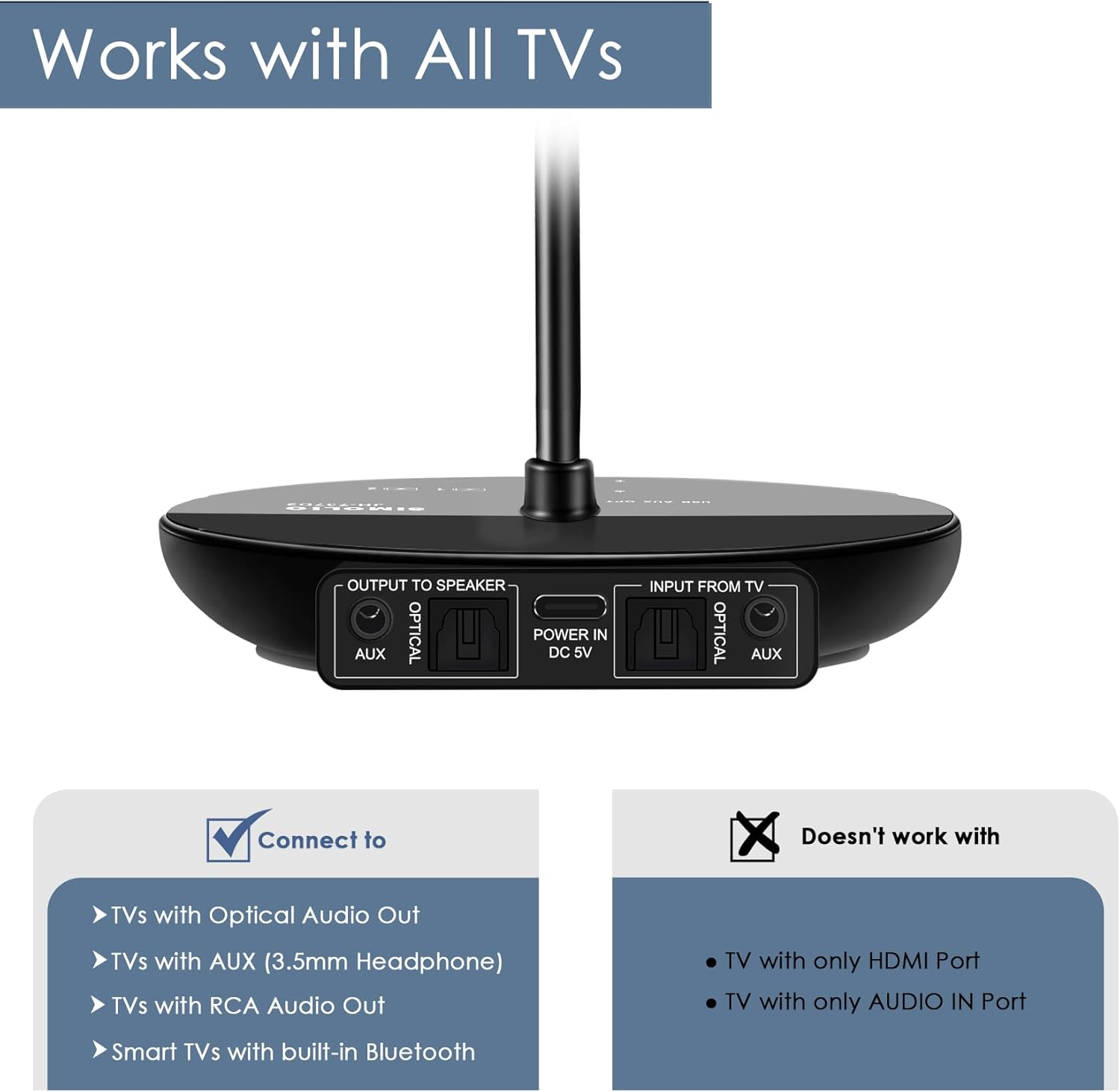 SIMOLIO JH-737D2 Dual Wireless TV Headphones, Bluetooth 5.2, Over-Ear, Black image number 5