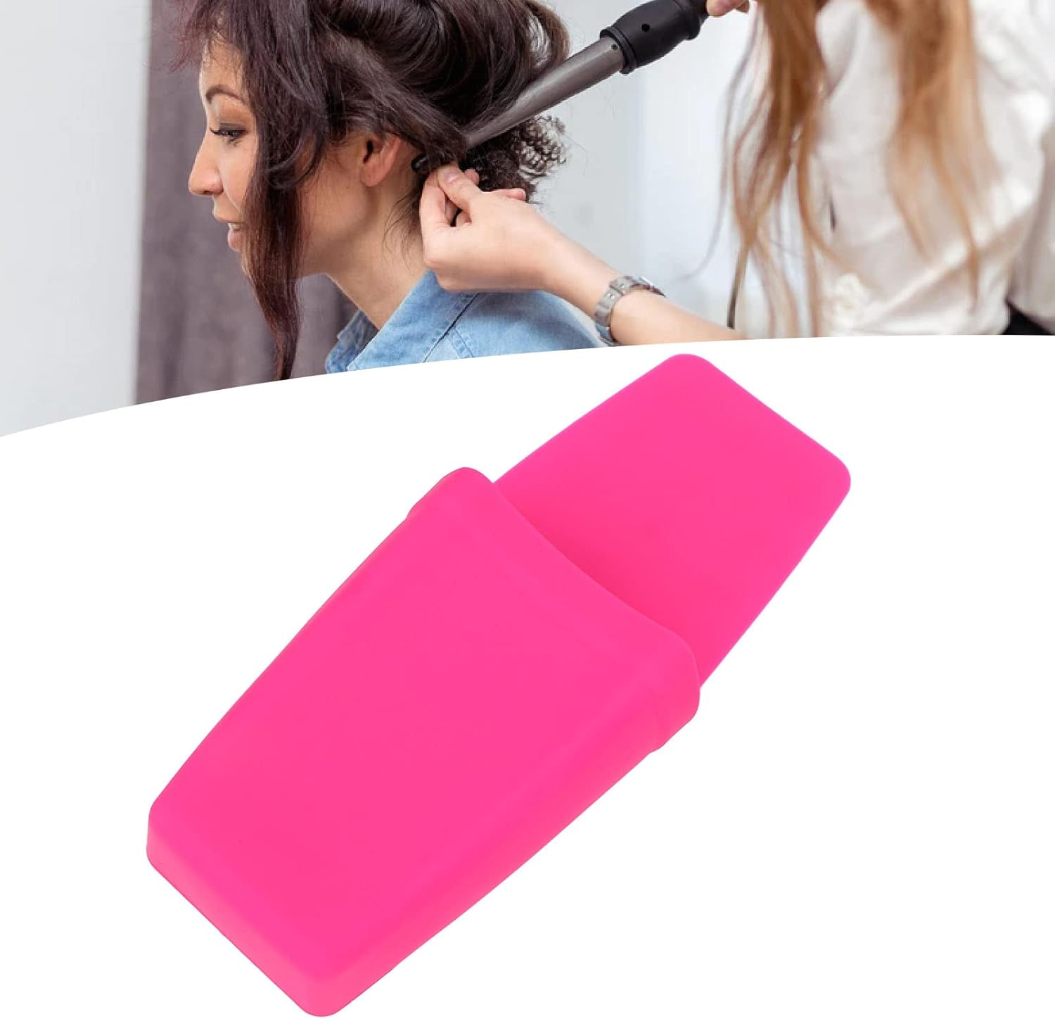 Professional Silicone Heat Resistant Mat Pouch for Hair Straightener, Portable Travel Mat and Cover for Curling Iron, Flat Iron, Silicone Mat Pouches for Hot Hair Styling Tools (Pink)