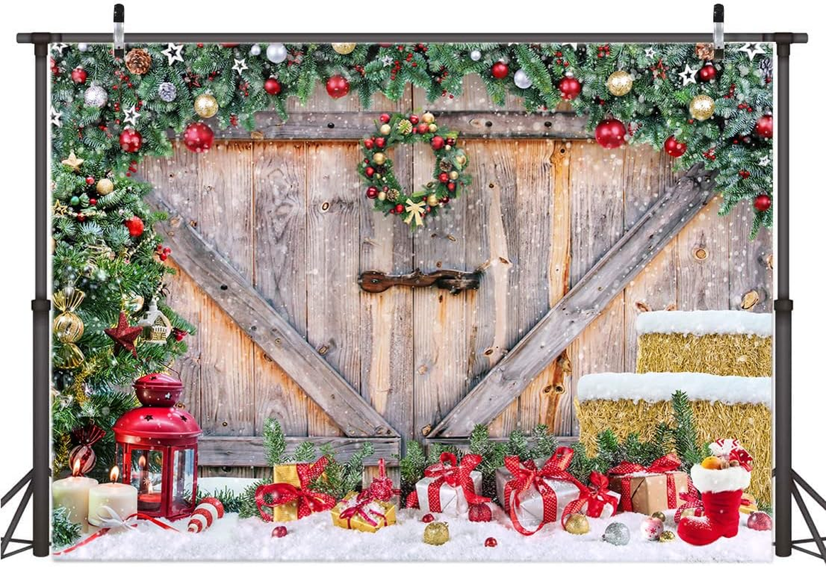 AIIKES 7X5Ft Christmas Backdrop Christmas Backdrops for Photography Christmas Wood Plank Photography Backdrop Christmas Tree Backdrop Home Party Decoration Backdrop 12-390 image number 4