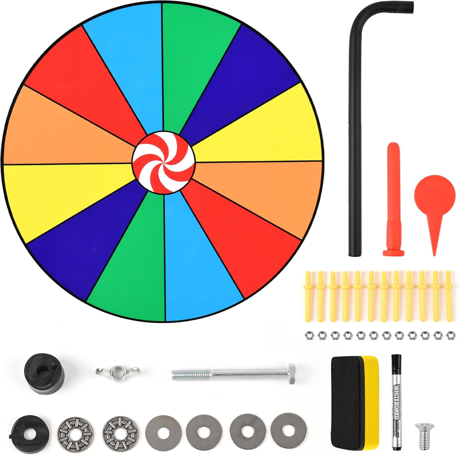 Tabletop Spinning Prize Wheel 30CM - 12 Slots Color Tabletop Roulette Spinner Wheel of Fortune - Spin the Wheel with Dry Erase Marker and Eraser Win the Fortune Spin Game for Trade Show, Carnival image number 3