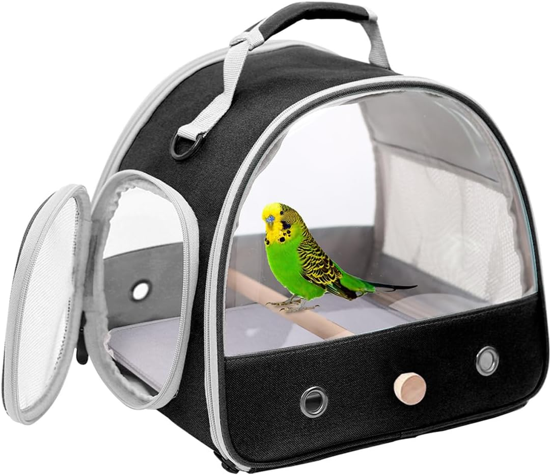 Bird Travel Carrier, Portable Small Bird Parrot Parakeet Carrier with Standing Perch and Soft Mat, Side Access Window Collapsible to Carry and Transport Birds Vet Visit image number 3
