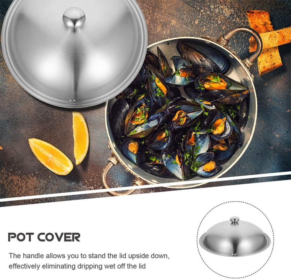 Luxshiny 12.6 Inch Stainless Steel Pot Lid Universal Pan Cover with Anti-Scald Handle for Wok Steamer Stockpot Kitchen Supplies image number 3