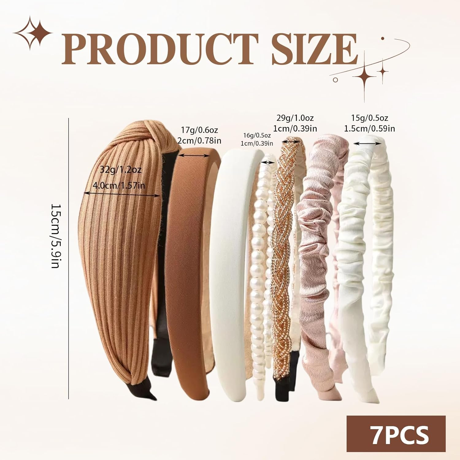 JYNVO Women'S Headband Set, Various Models, Elegant Headband, Hair Accessories for Girls and Women, Boho Wide Hair Bands, Non-Slip Headbands, Pack of 7 image number 5