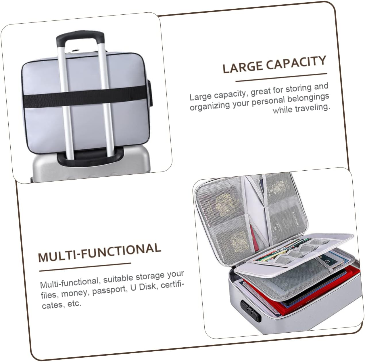 TEHAUX Fireproof Document Bag Travel Safe Bag File Storage Case for Laptop Files image number 2