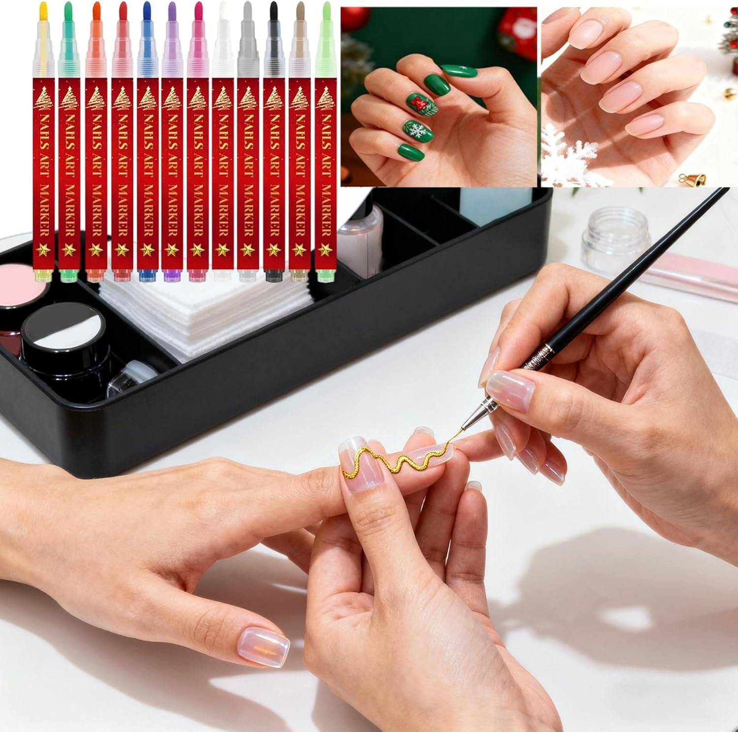 Hjatirace Nail Polish Pens | 12 Colors Manicure Drawing Tool | 0.3Mm Fine Tip Nail Dotting Marker,For Women Girls Art Design Doodle Drawing Graffiti Salon Home Beauty Practice image number 1