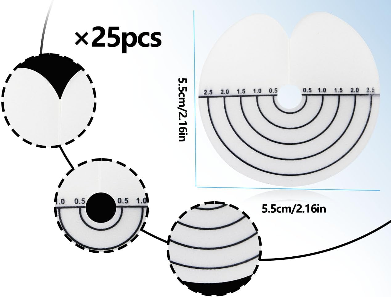 Lhbwhiz Pack of 25 Hair Extensions Stencil, Heat Shield Protection Spacer Template for Attaching, Keratin, Hair Extension Tool with a Hole and Scale, for Salon Hair Extensions (Round) image number 1