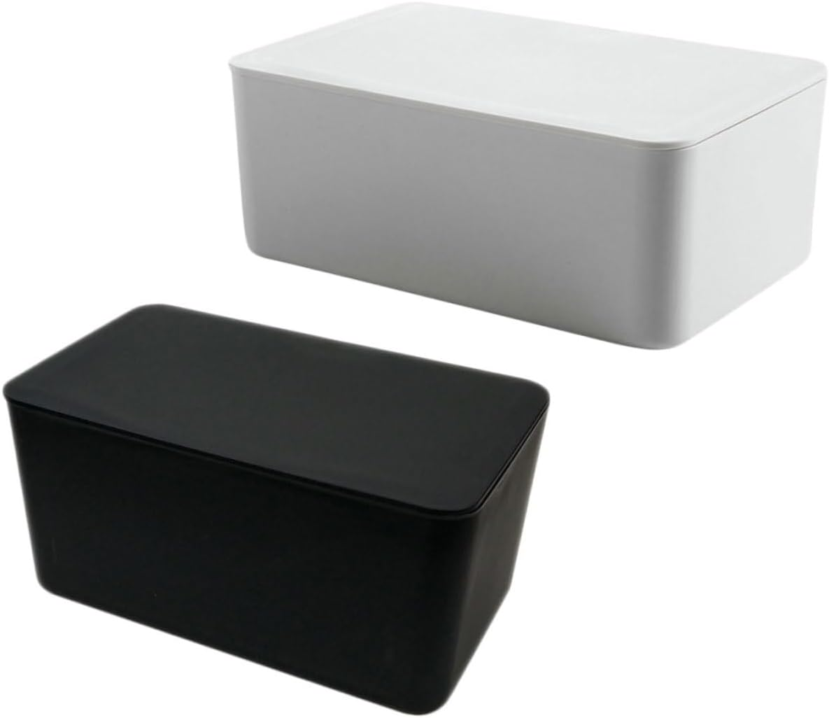 LABRIMP Wet Tissue Box and Napkin Storage Container with Lid, Dustproof Sealed Wipe Holder for Home and Office Desktop, 2Pcs White and Black image number 4