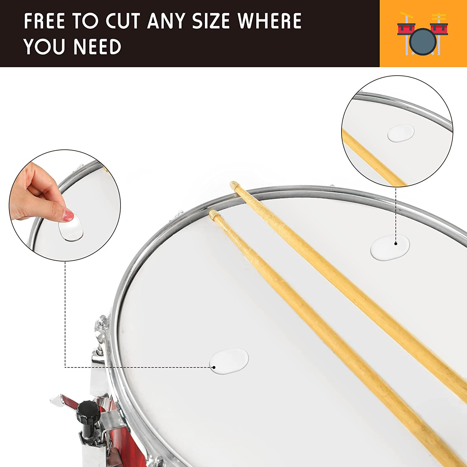 Yeshone 60 Pieces Drum Dampeners Gel Pads Silicone Soft Moon Gels for Drums Cymbals Tone Control Accessories image number 5