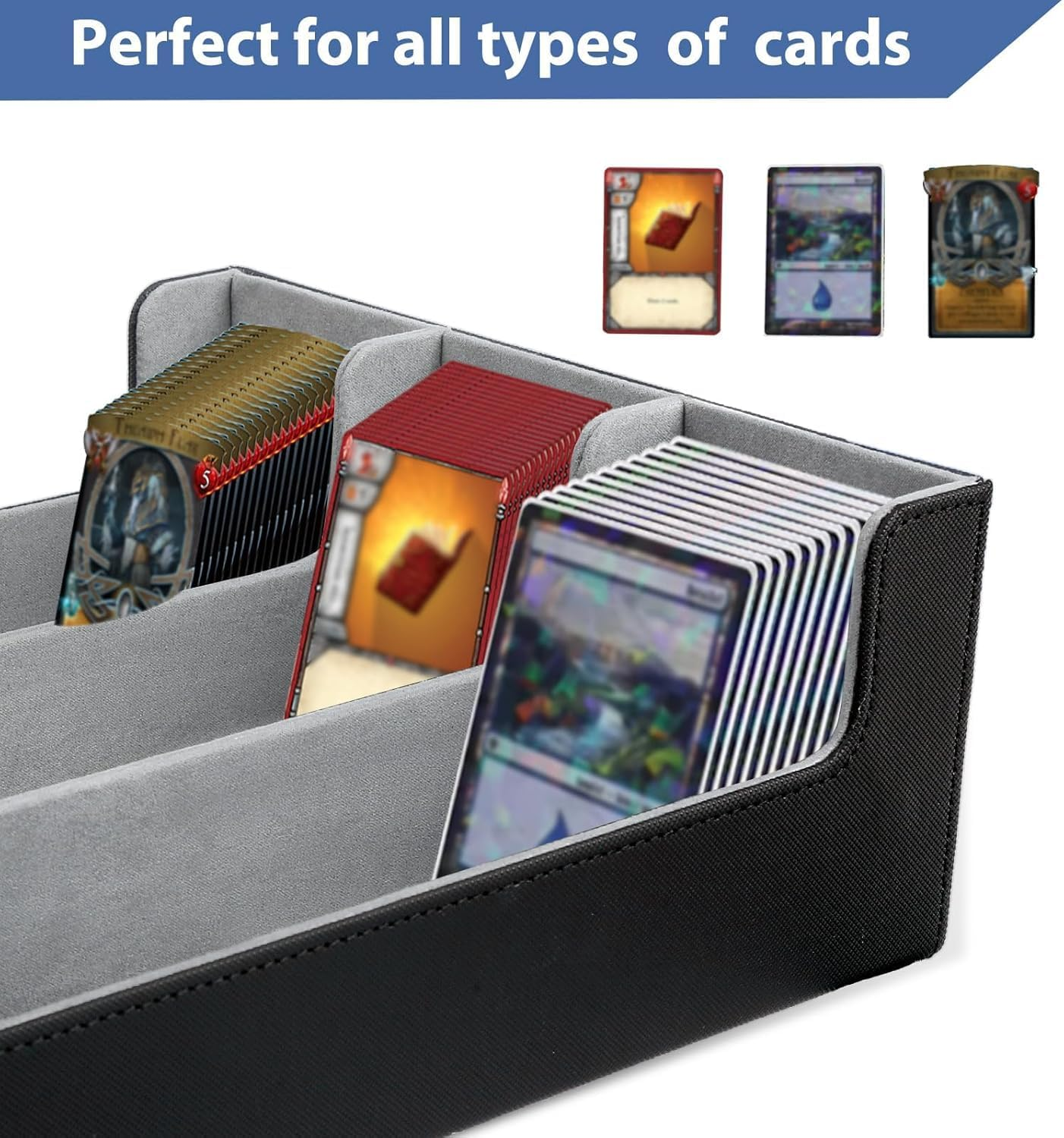 Card Deck Case for Trading Cards, 1800+ PU Leather Magnetic Commander Card Deck Case,Magic Card Protectors Box Fit for Yugioh, MTG and Sport Cards image number 4