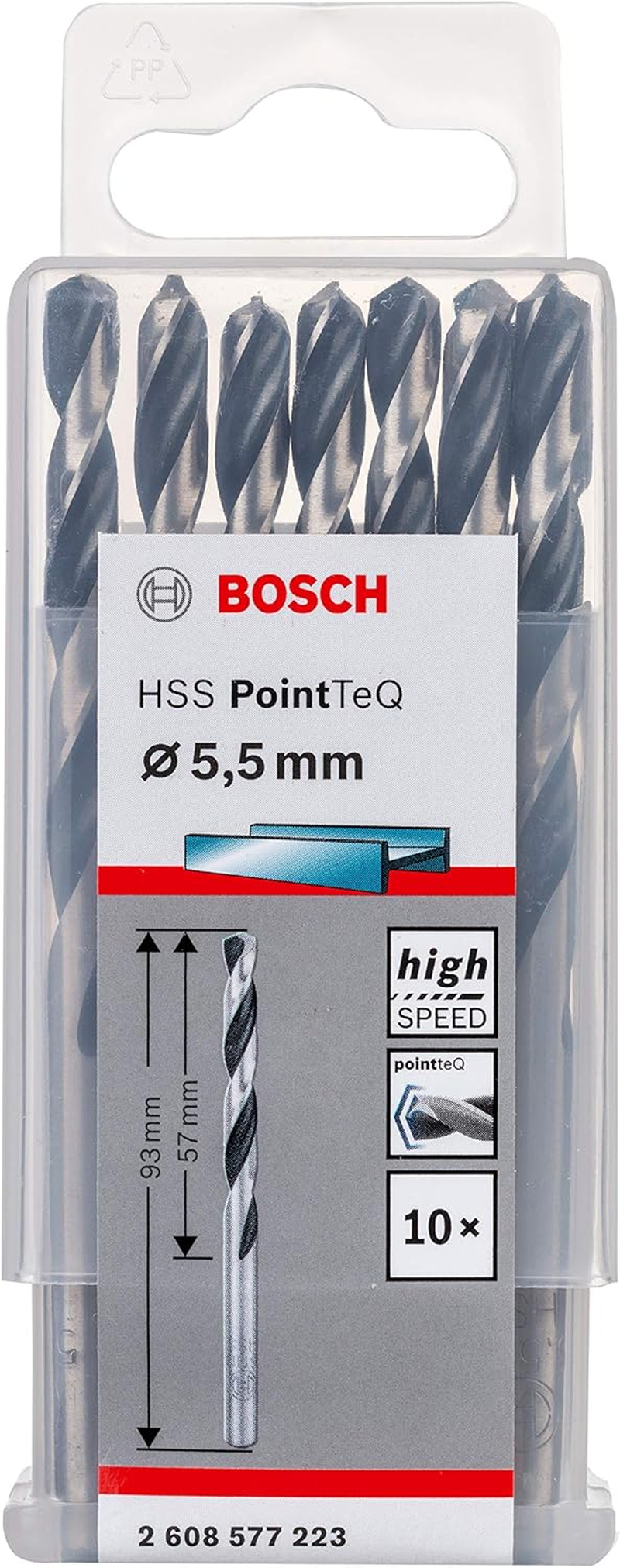 Bosch Professional 10-Piece Pointteq HSS Twist Drill Bit (For Metal, 5.5 X 57 X 93 Mm, Drill Driver Accessories) image number 5