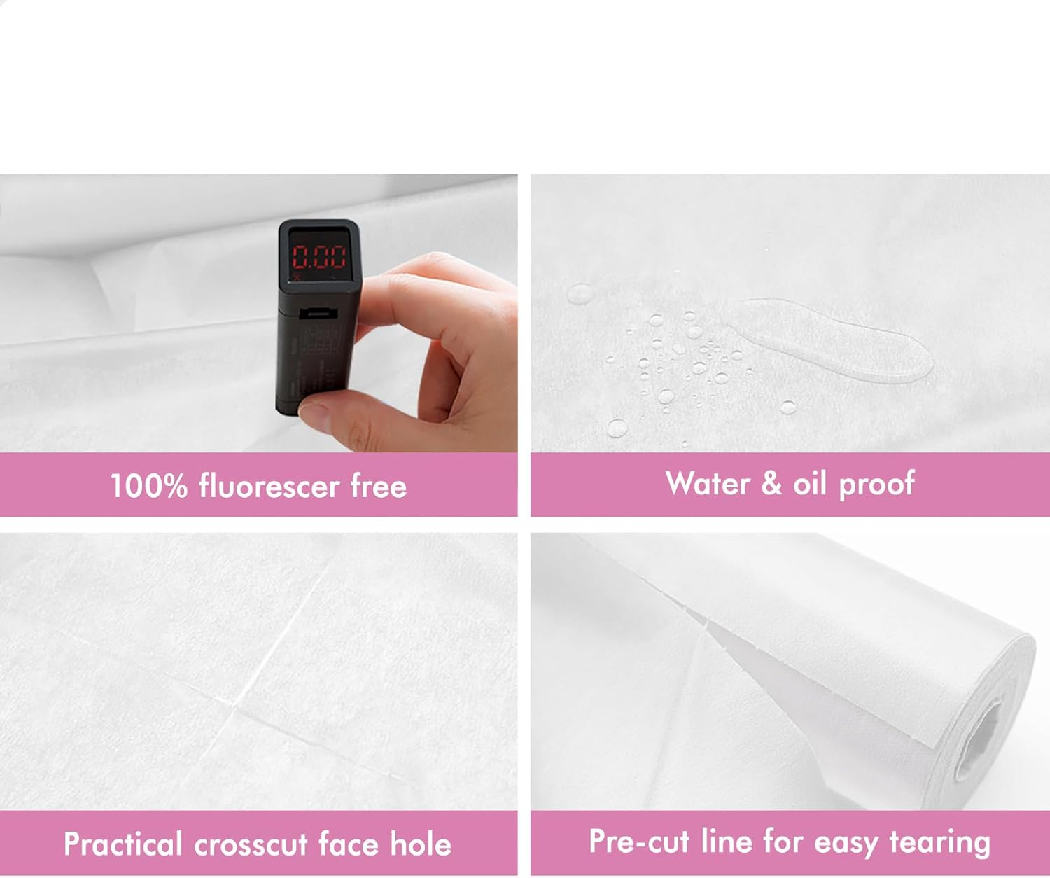 ALFORDSON 2 Rolls 100Pcs Massage Table Sheets, 200Cm X 80Cm Disposable Bed Sheet, White Breathable SMS Non-Woven SPA Massage Table Cover, Water & Oil Proof Bed Cover for SPA Tattoo Beauty Salon