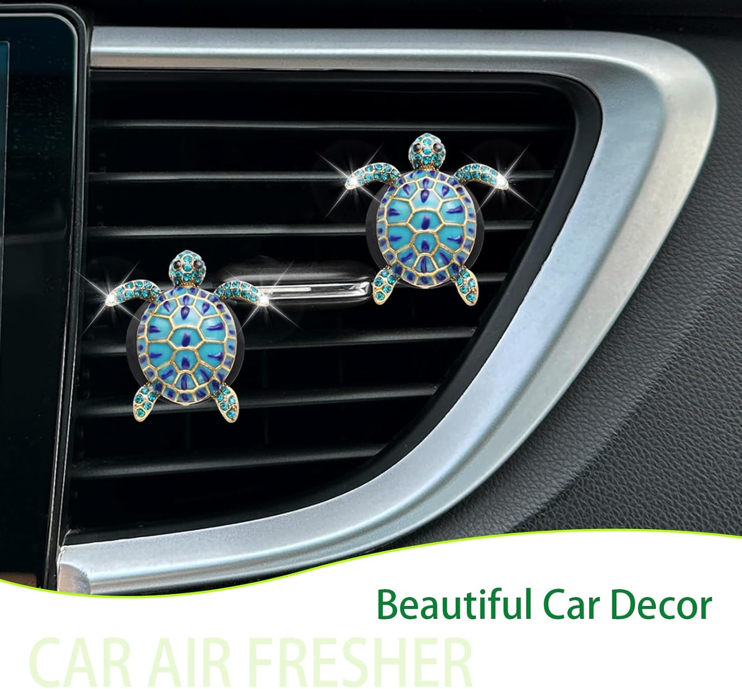 ORIESSE 2Pcs Sea Turtles Air Freshener Car Vent Clips,Glamorous Blue Turtle Ocean Cute Car Accessories Car Interior Decoration for Women,Refillable Car Outlet Diffuser,Beach Car Decor Car Charm image number 6