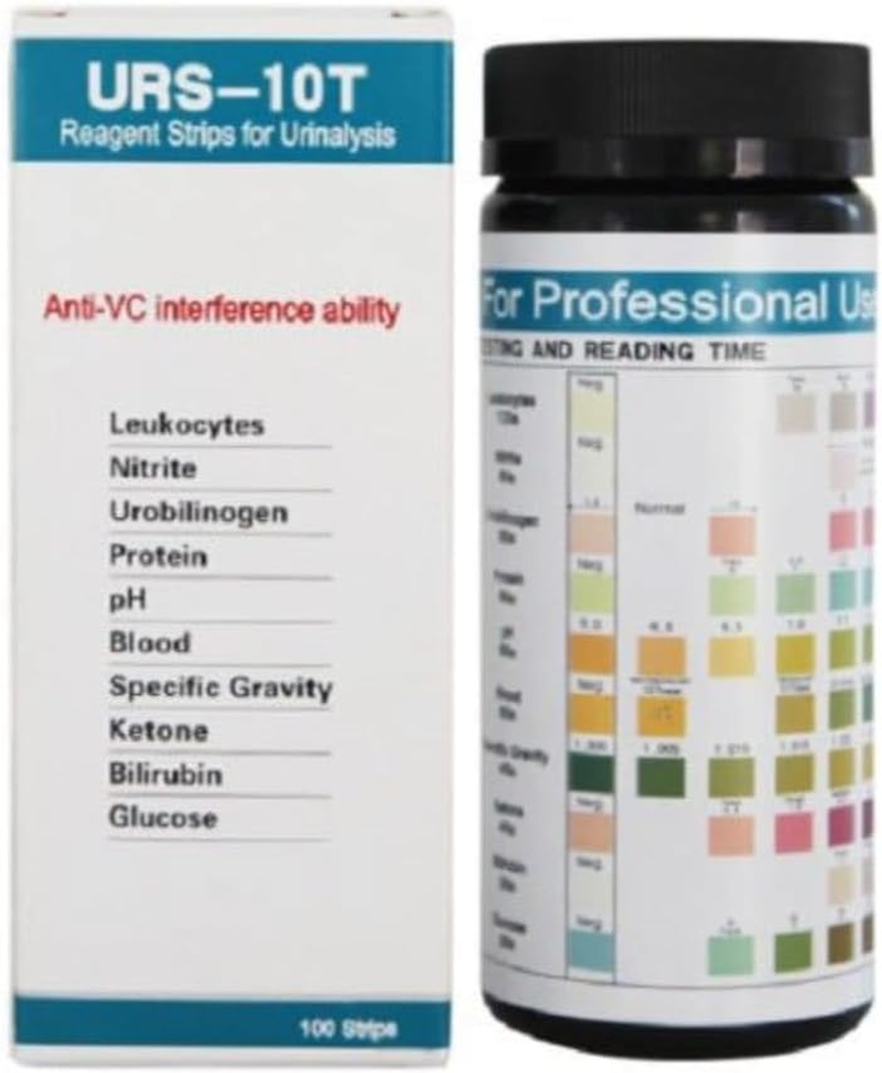 100 Strips URS-10T Urinalysis Reagent Strips, 10 Parameters Urine Test Strips Nitrites PH Ketones image number 2