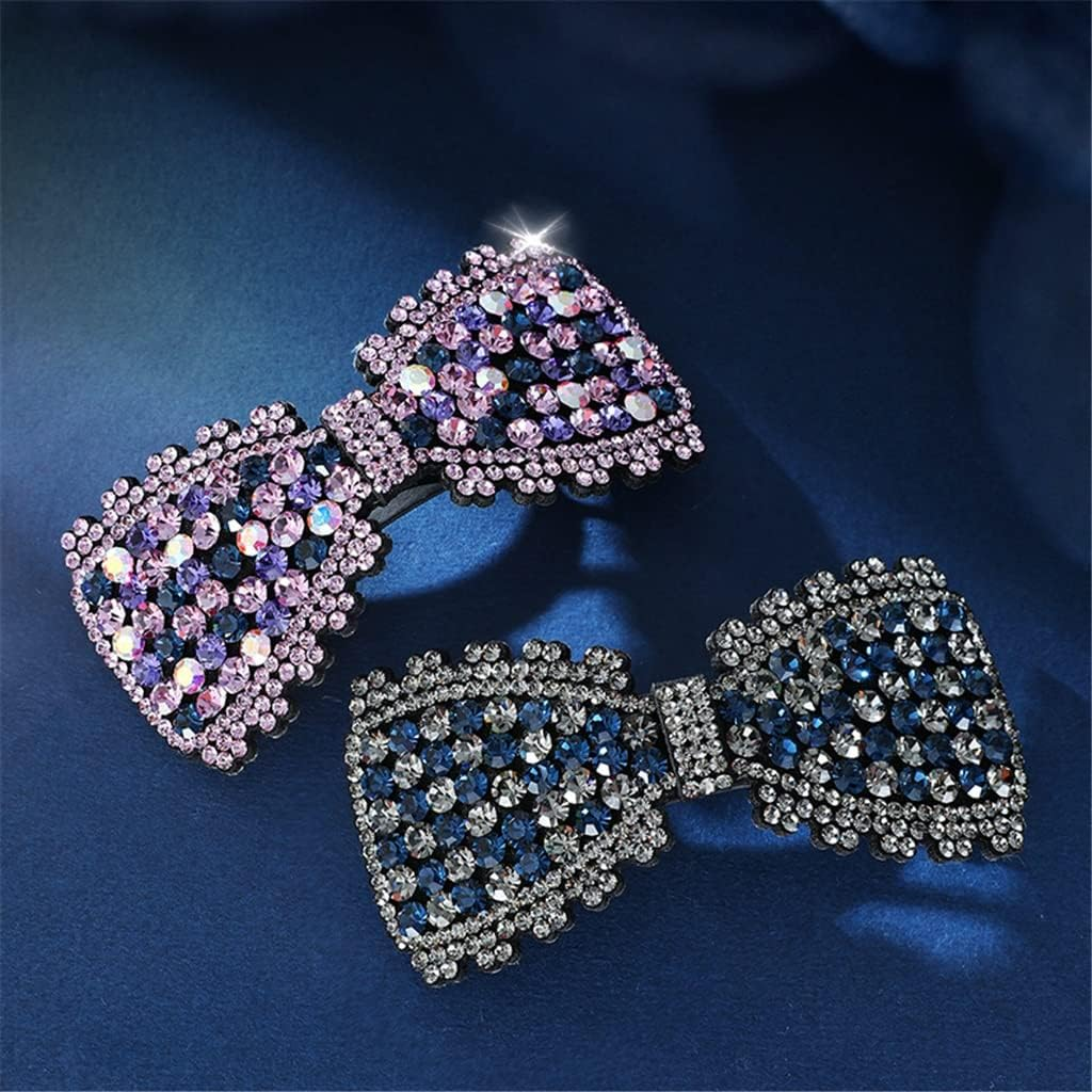 Alligator Clip,Headdress,Hair Clamp,Hairpins,Bow Knot Headwear Female Korean Rhinestone Hairpin Elegant Clip Headgear Top Clip Hairpin Hair Accessories (Color : A, Size : 8.4 * 4.1Cm) image number 1