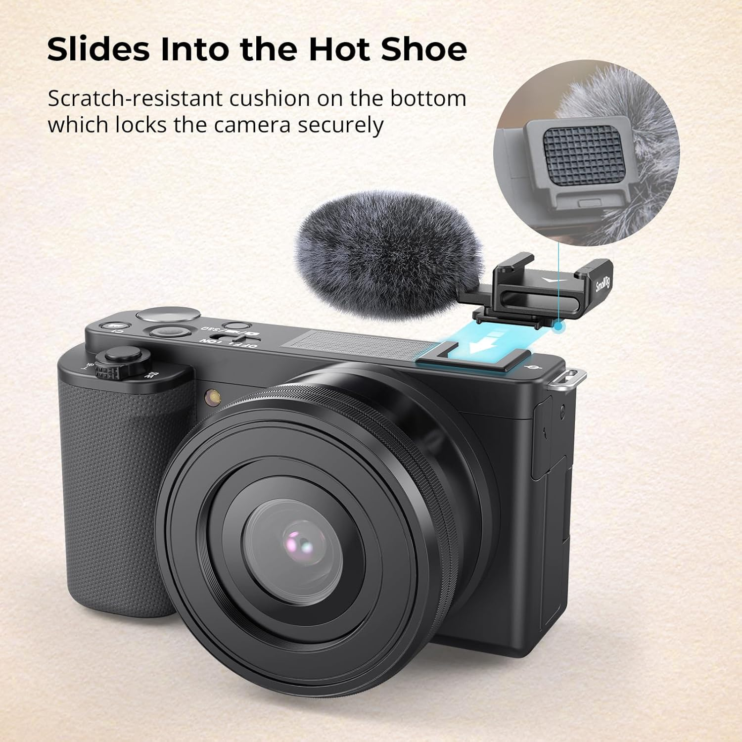 Smallrig Cold Shoe Adapter with Windshield for Sony ZV-1F / ZV-E10 and ZV-1-3526 image number 2