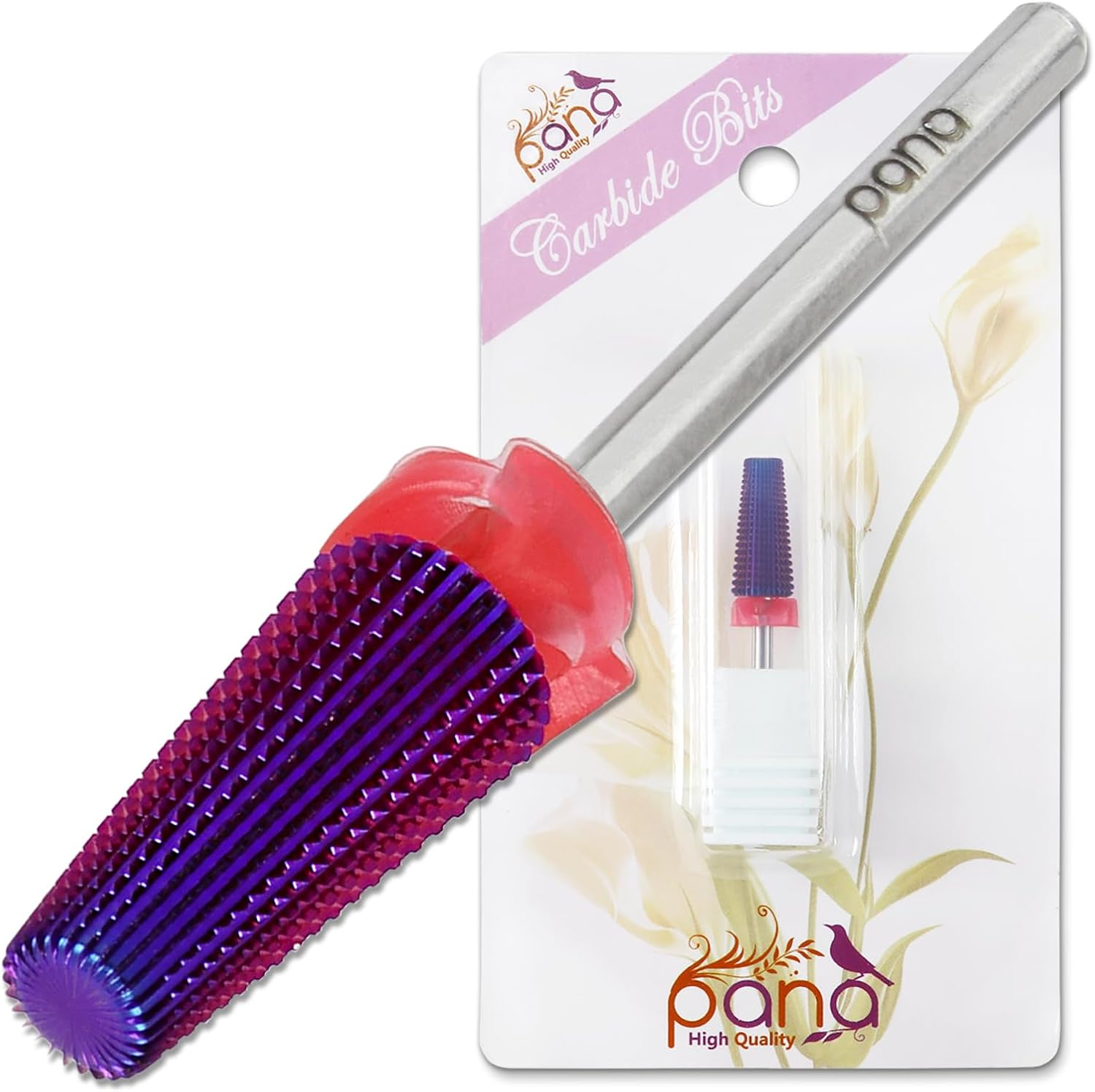 PANA Nail Carbide 5 in 1 Bit - Two Way Rotate Use for Both Left and Right Handed - Fast Remove Acrylic or Hard Gel - 3/32" Shank - Manicure, Nail Art, Drill Machine (Coarse - C, Gold)