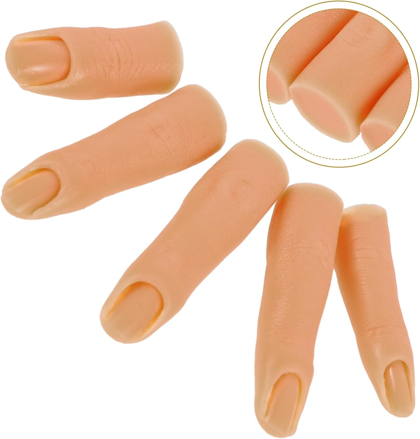 Healeved Silicone Nail Practice Finger Model Flexible Joints 1 Piece Dark Color for Nail Art Training and Display - Light Brown image number 2
