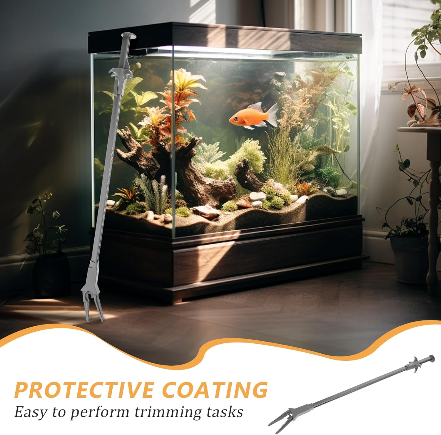 FOMIYES 3Pcs Curved Plastic Tweezers for Aquatic Plants Ergonomic Fish Tank Plant Tongs with Sharp Blades for Trimming Low-Growing Carpets for Professional Aquarists