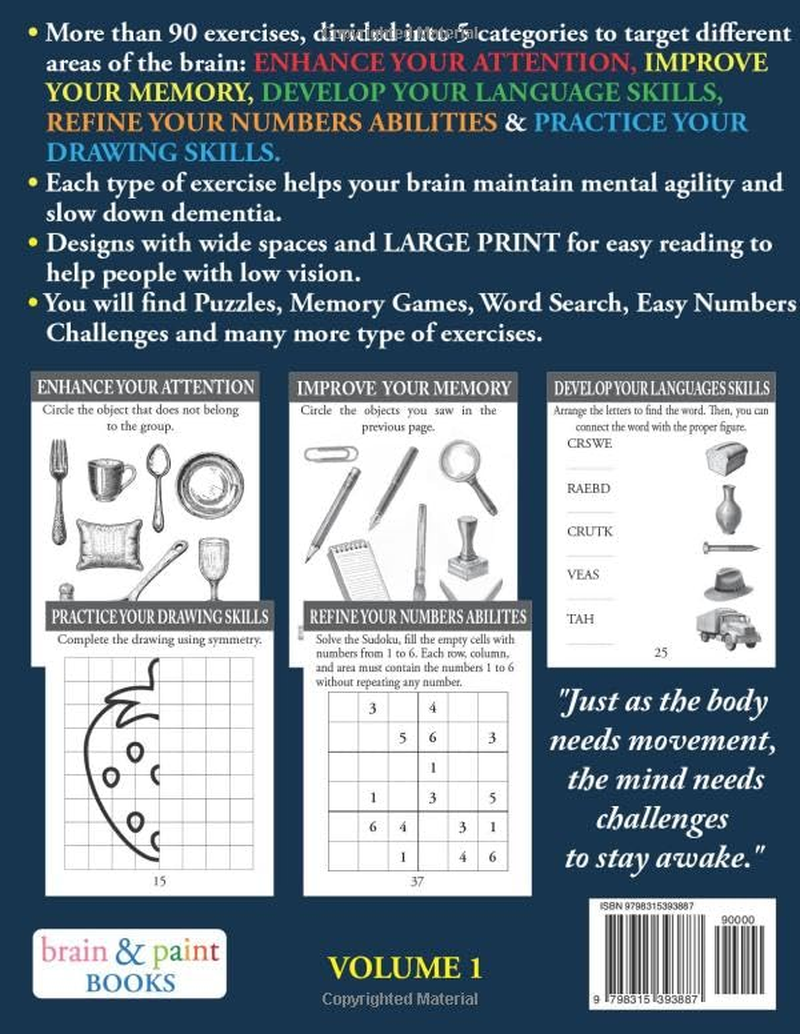 Over 90 Easy and Fun Dementia Activities for Seniors: Large Print Cognitives Exercises, Puzzles, Memory Games and Activities for Dementia Patients