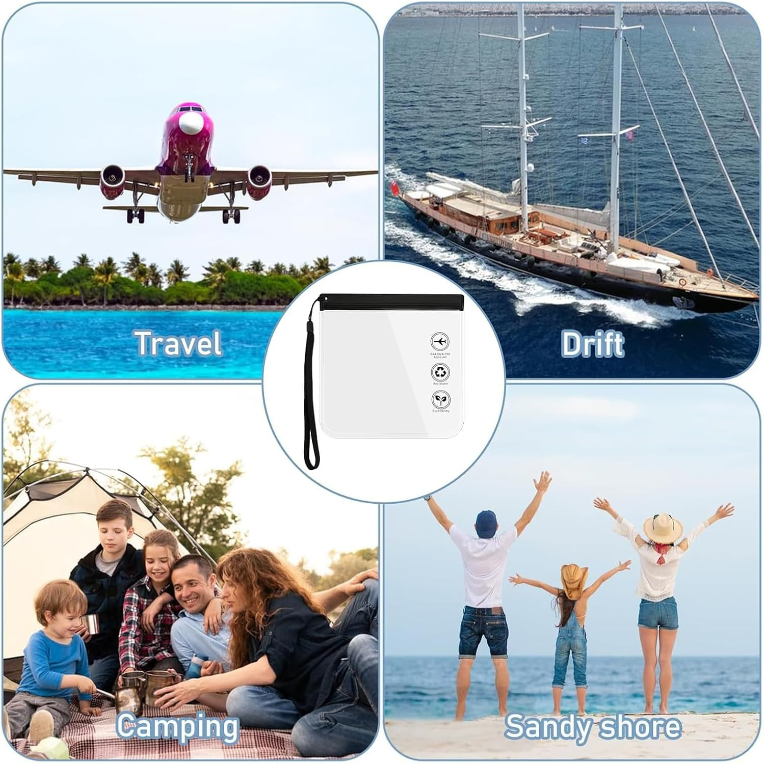 4Pcs TSA Approved Clear Travel Toiletry Bags Waterproof Toiletry Bag 20X20Cm,Airport Airline Compliant Transparent Bag,For Liquids, Makeup | Travel-Friendly & Portable Cosmetic Storage